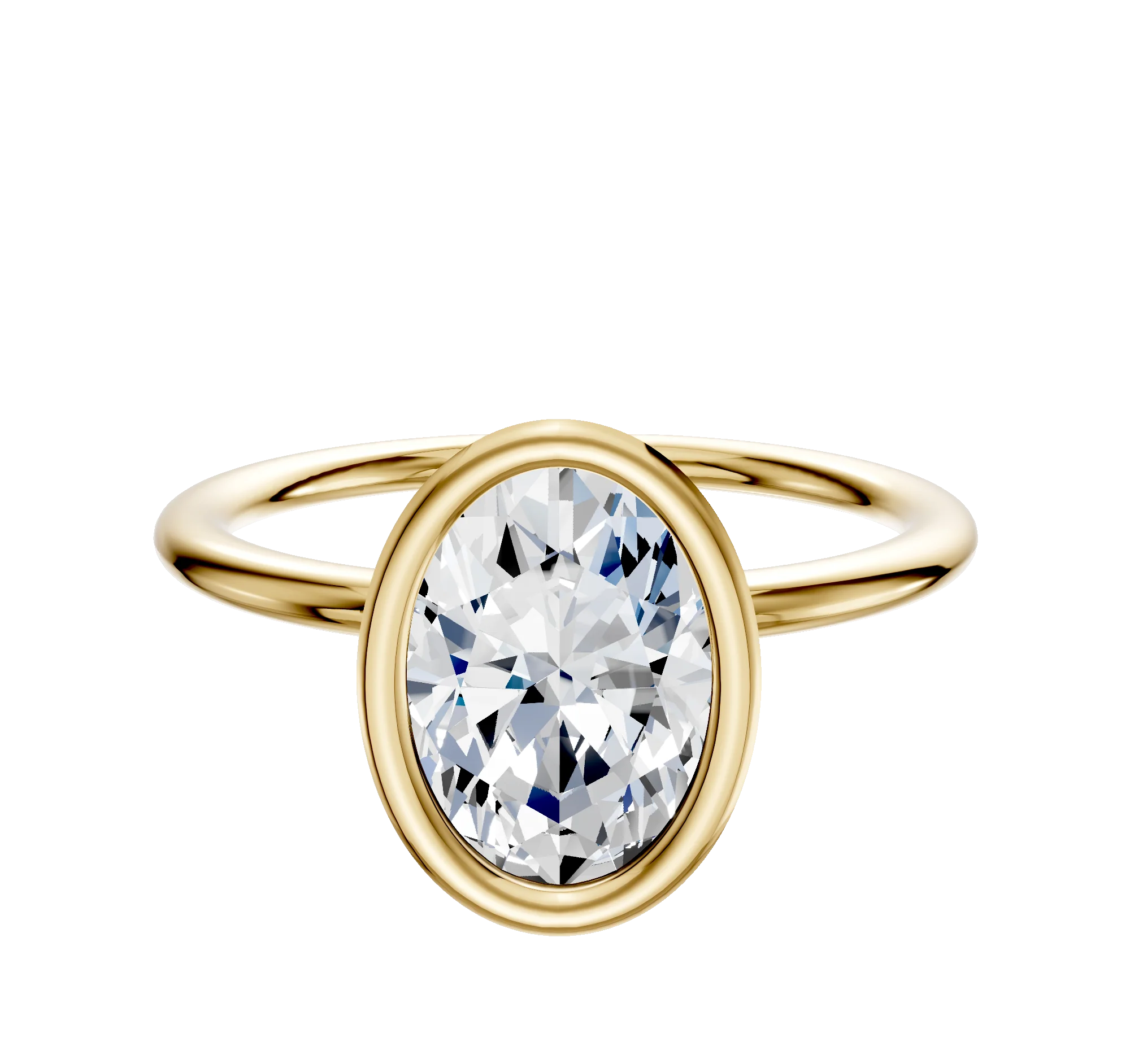 14K Yellow Gold Bezel Full Bezel North/South Classic Dome 1.5mm Engagement Ring