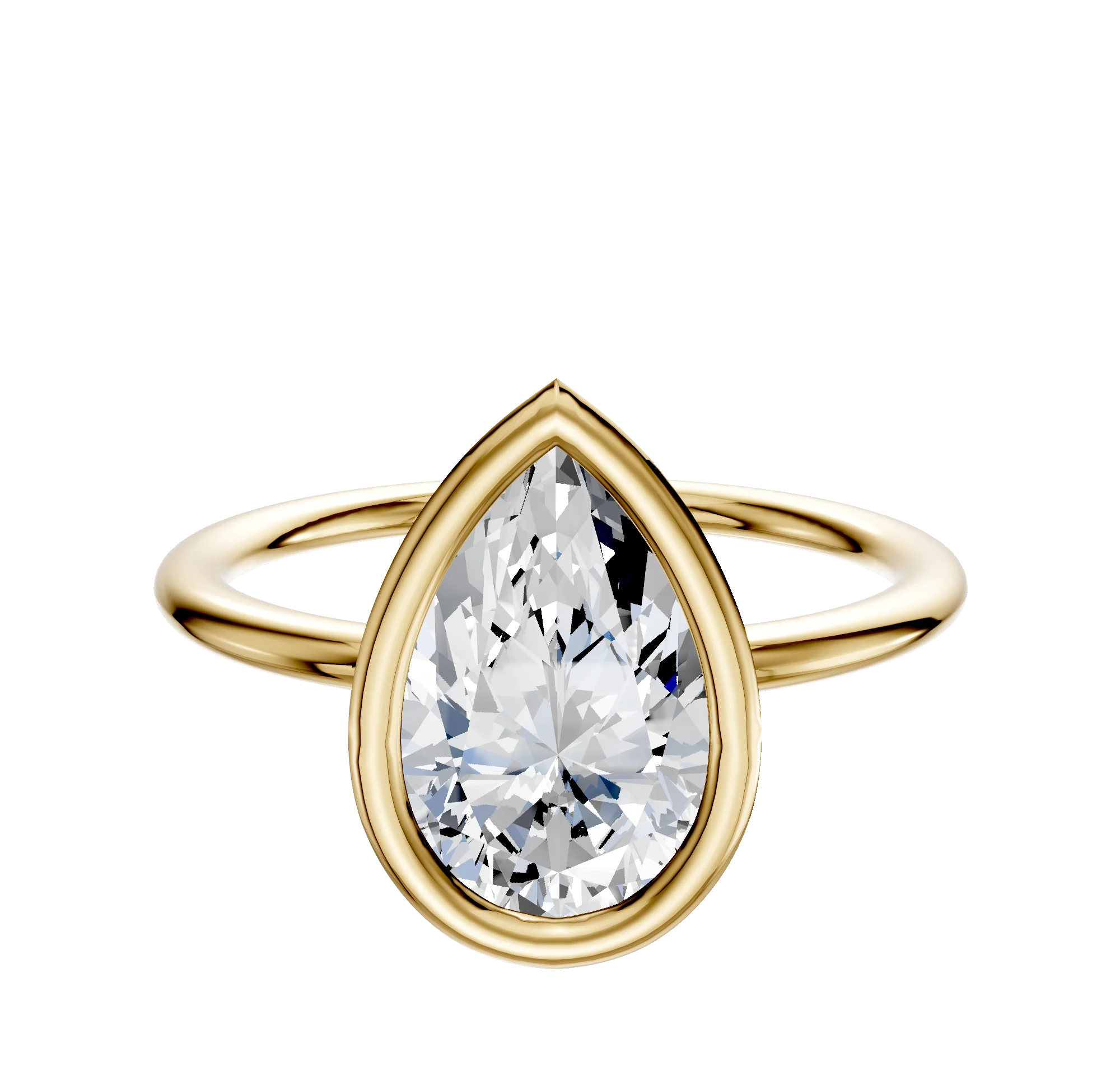 14K Yellow Gold Bezel Full Bezel North/South Classic Dome 1.5mm Engagement Ring