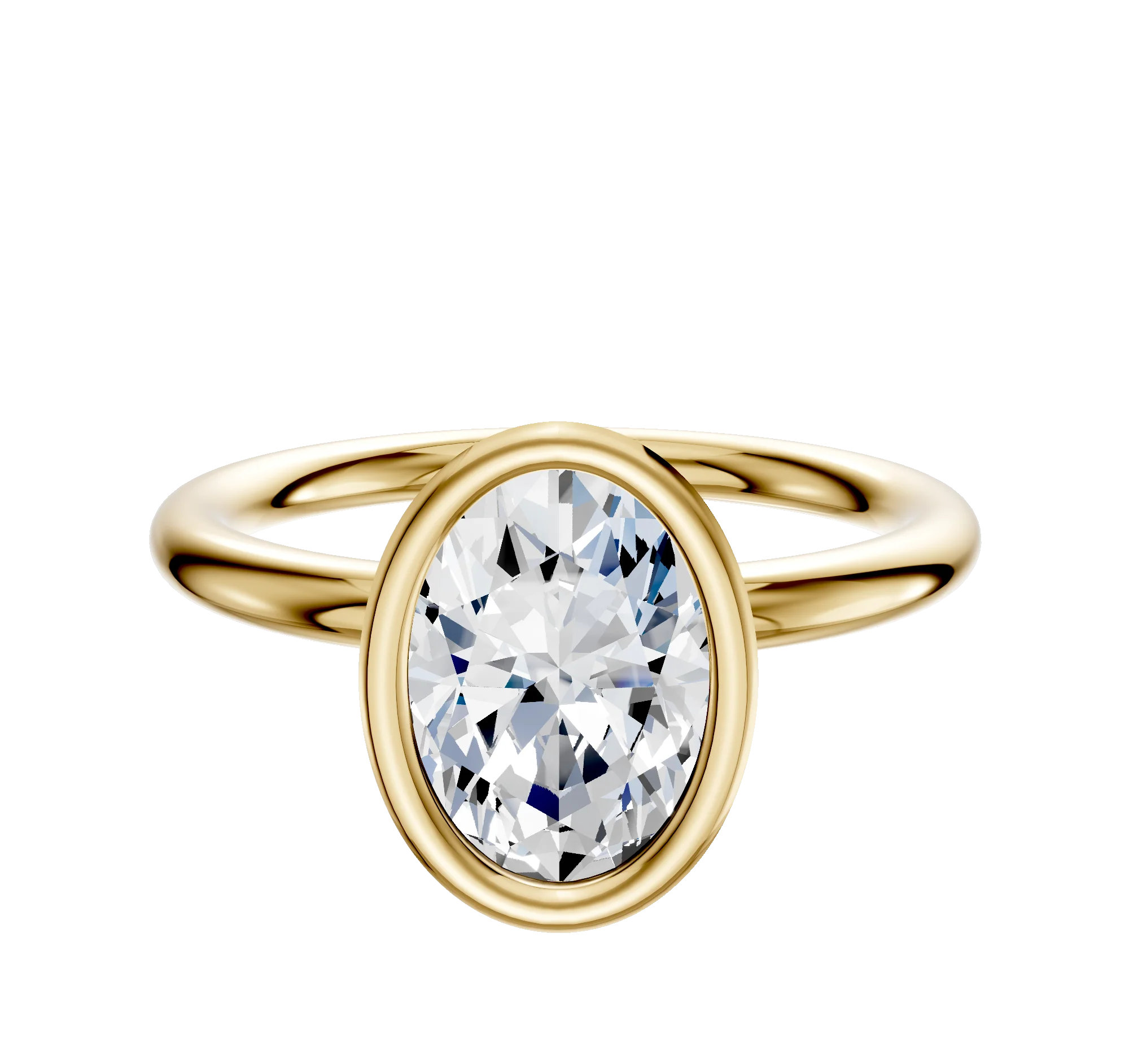 14K Yellow Gold Bezel Full Bezel North/South Classic Dome 2.0mm Engagement Ring