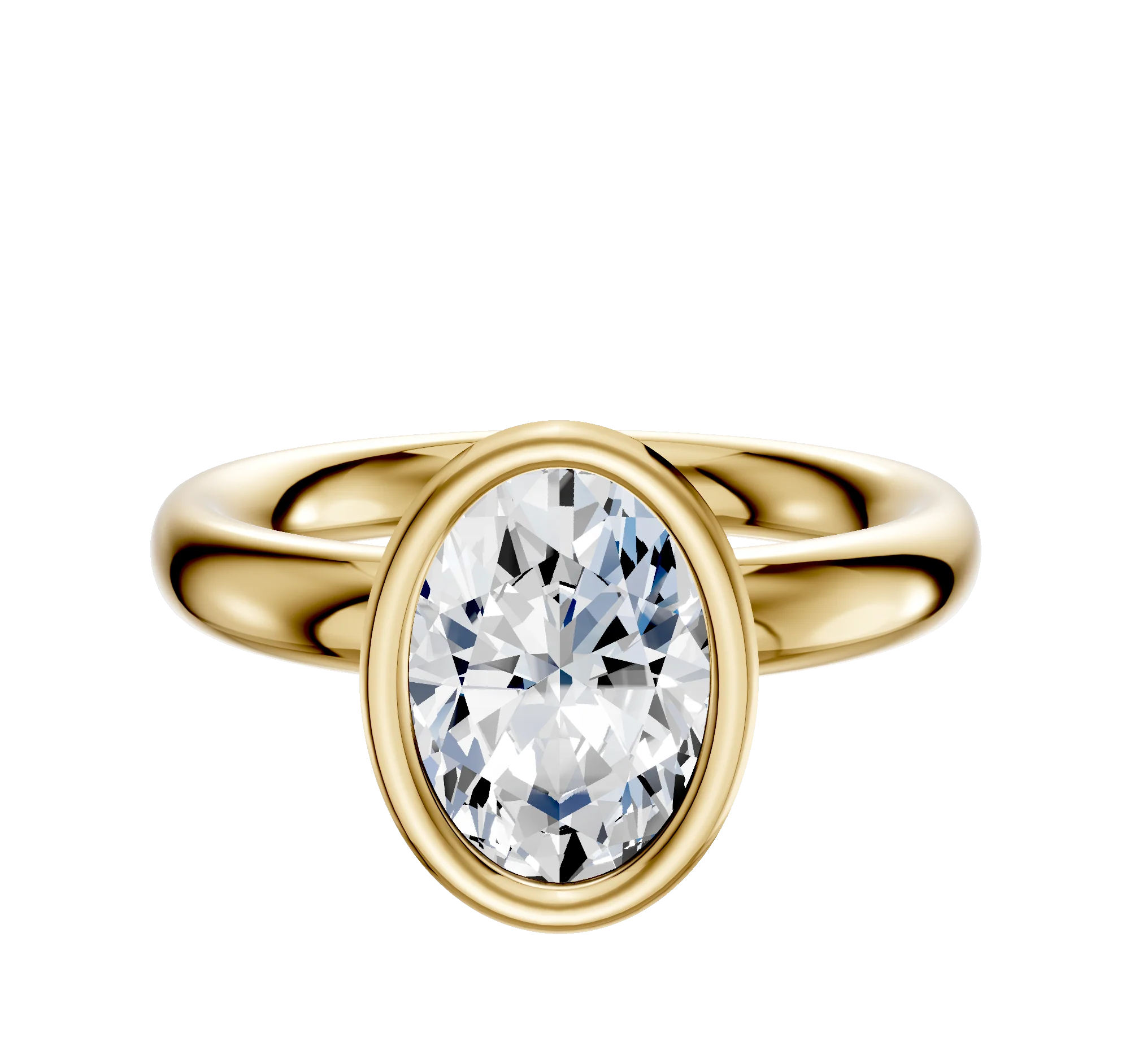 14K Yellow Gold Bezel Full Bezel North/South Classic Dome 3.0mm Engagement Ring