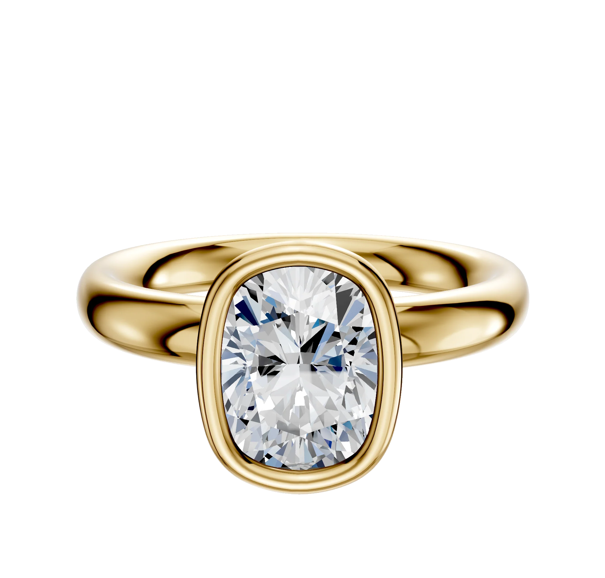 14K Yellow Gold Bezel Full Bezel North/South Classic Dome 3.0mm Engagement Ring