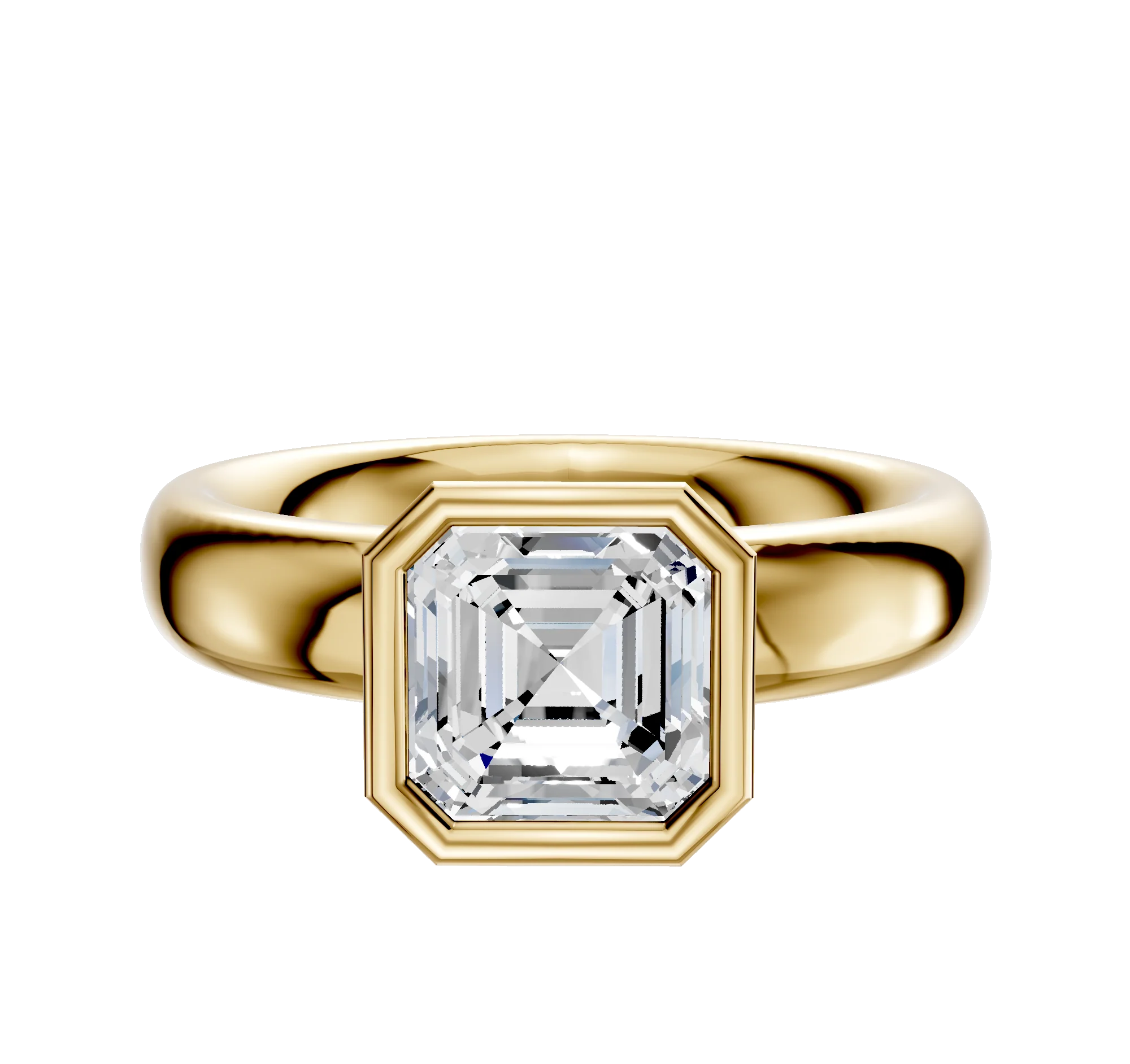 14K Yellow Gold Bezel Full Bezel North/South Classic Dome 4.0mm Engagement Ring