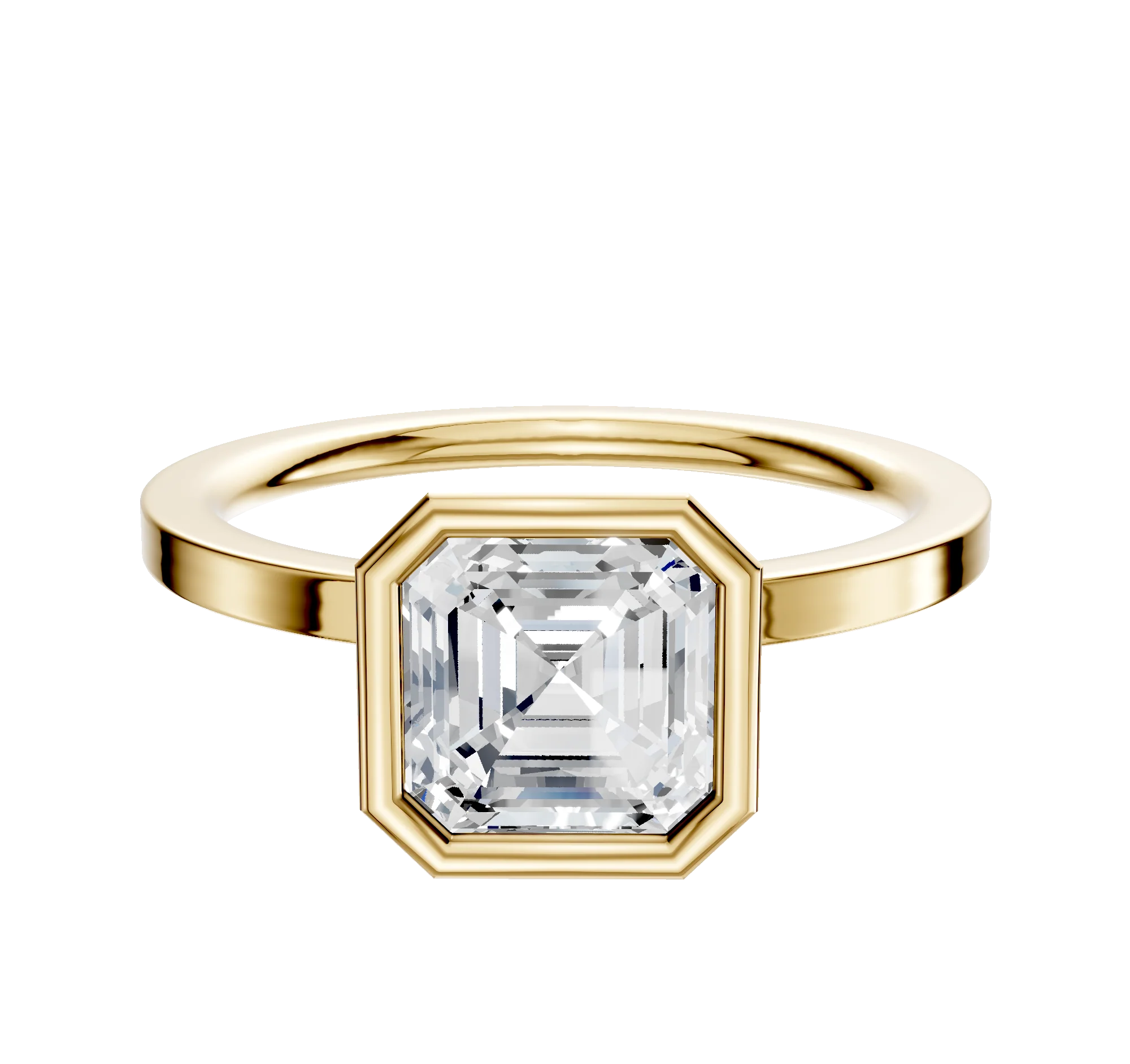 14K Yellow Gold Bezel Full Bezel North/South Classic Flat 1.5mm Engagement Ring