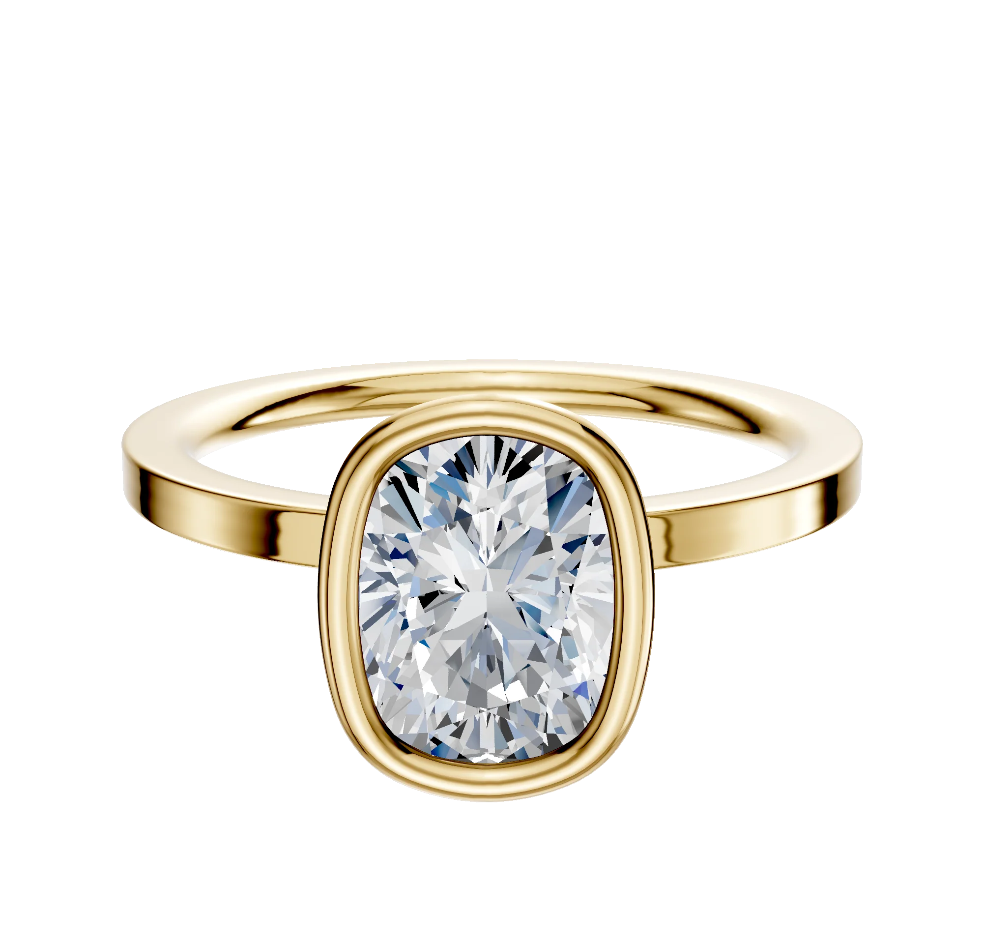 14K Yellow Gold Bezel Full Bezel North/South Classic Flat 1.5mm Engagement Ring