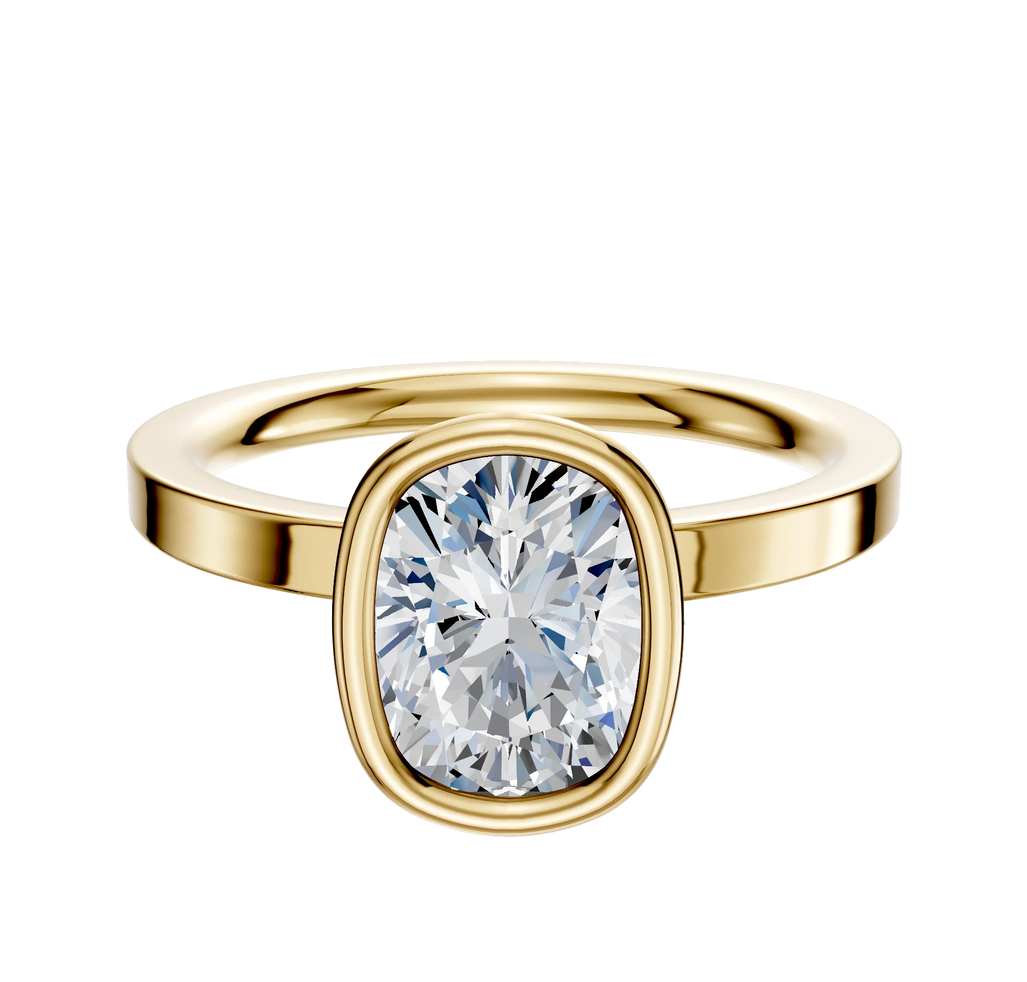 14K Yellow Gold Bezel Full Bezel North/South Classic Flat 2.0mm Engagement Ring