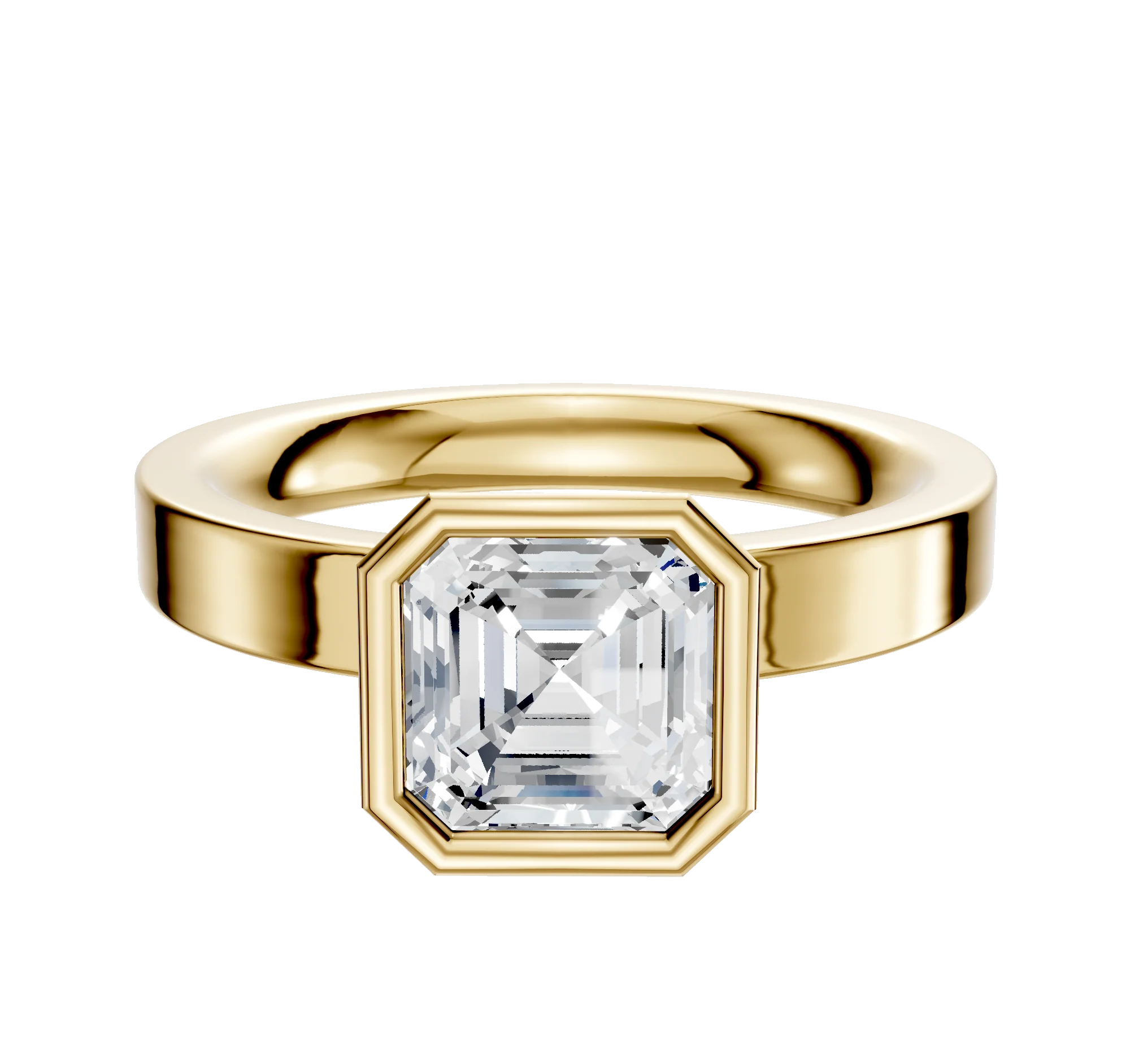 14K Yellow Gold Bezel Full Bezel North/South Classic Flat 3.0mm Engagement Ring