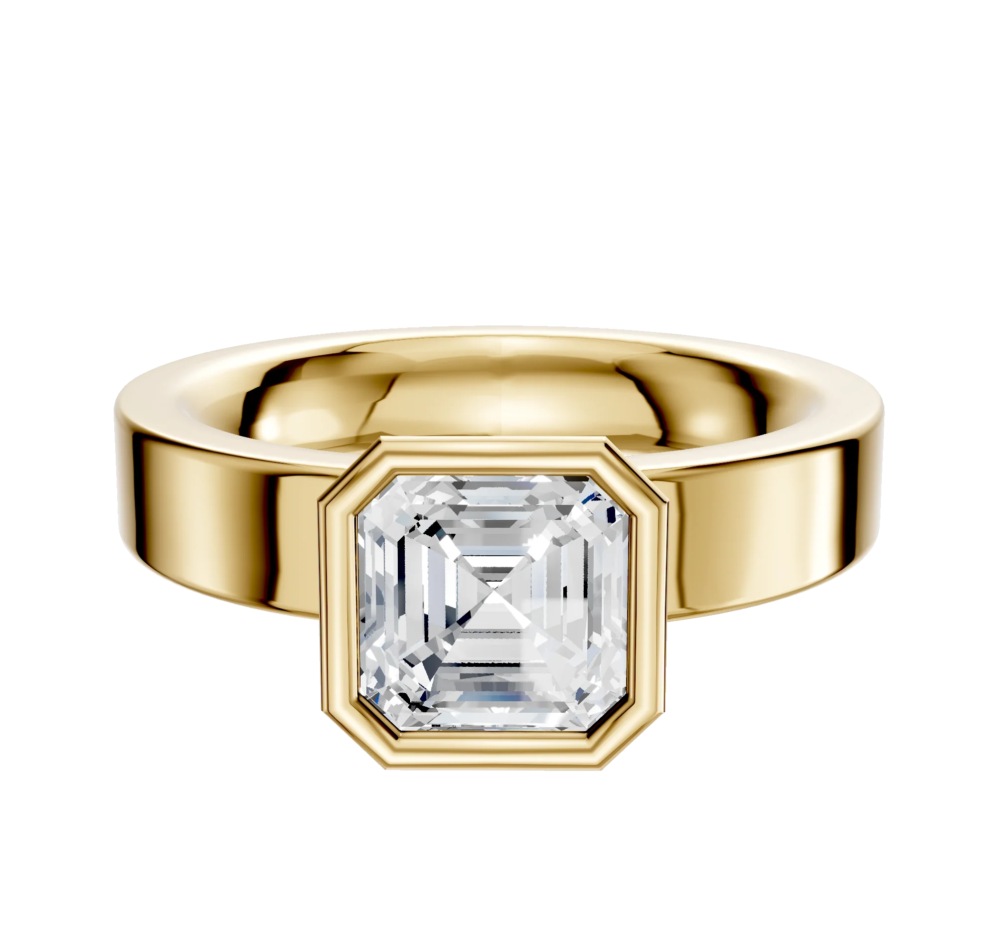 14K Yellow Gold Bezel Full Bezel North/South Classic Flat 4.0mm Engagement Ring