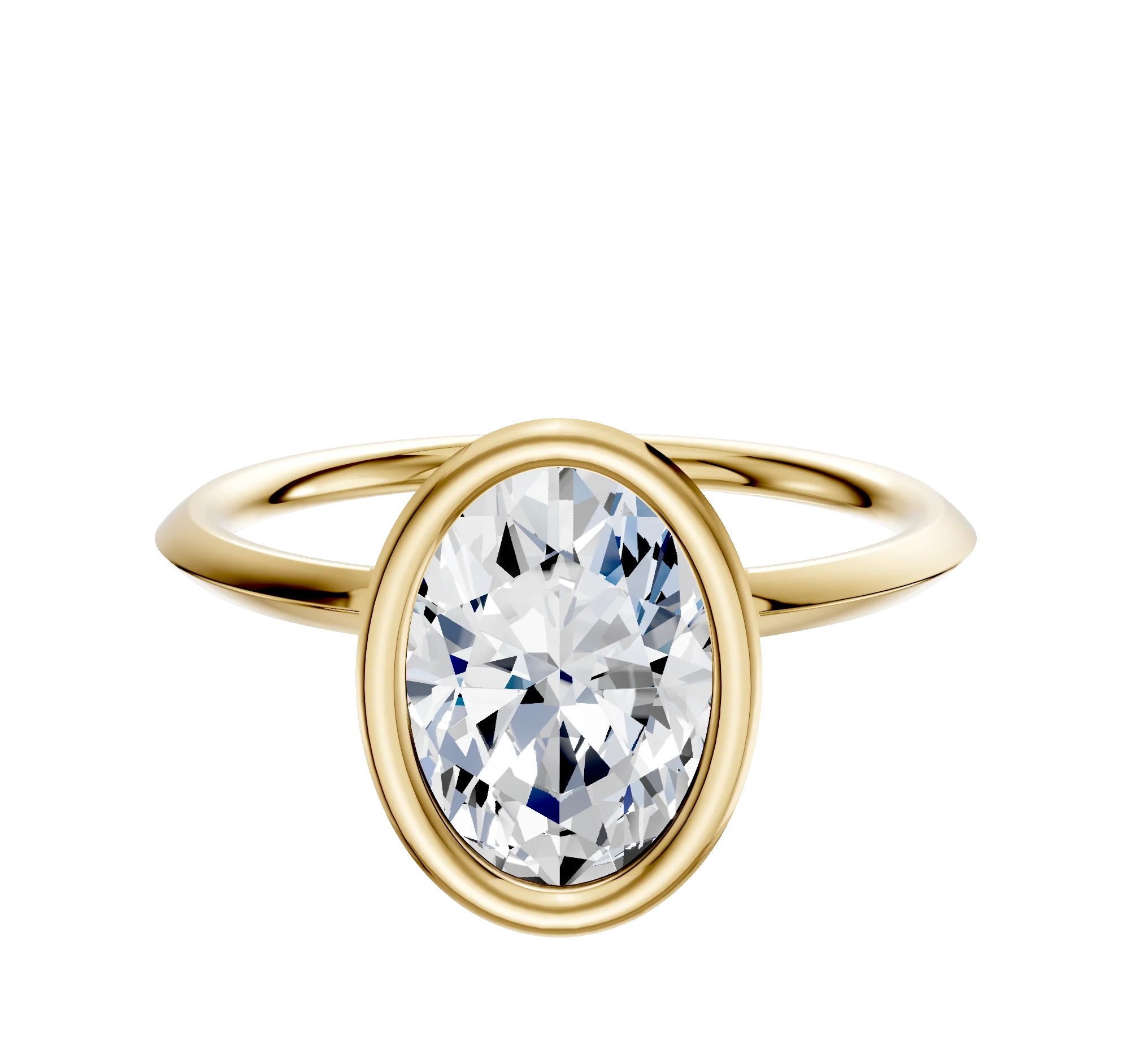 14K Yellow Gold Bezel Full Bezel North/South Classic Knife Edge 1.5mm Engagement Ring