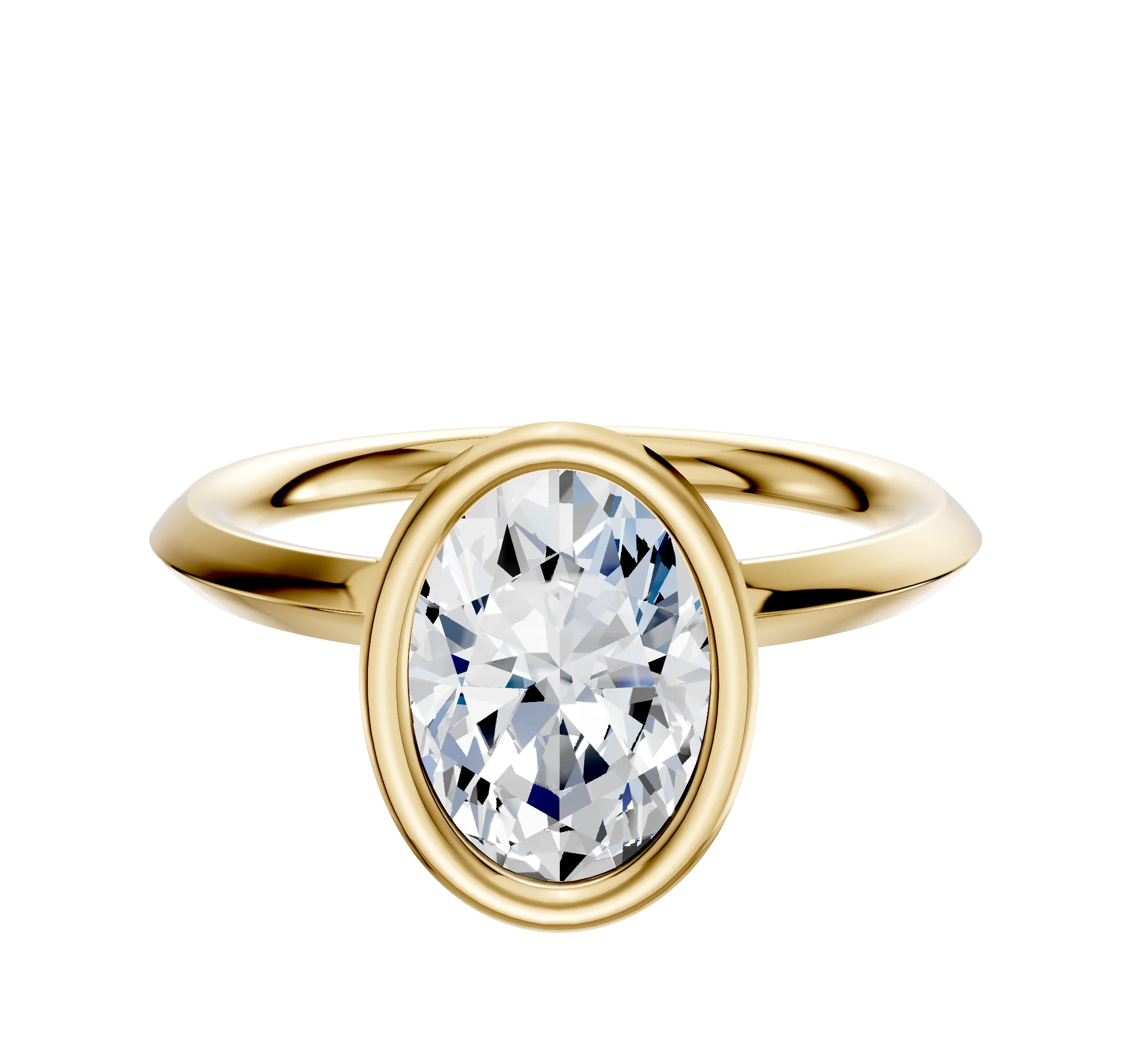 14K Yellow Gold Bezel Full Bezel North/South Classic Knife Edge 2.0mm Engagement Ring