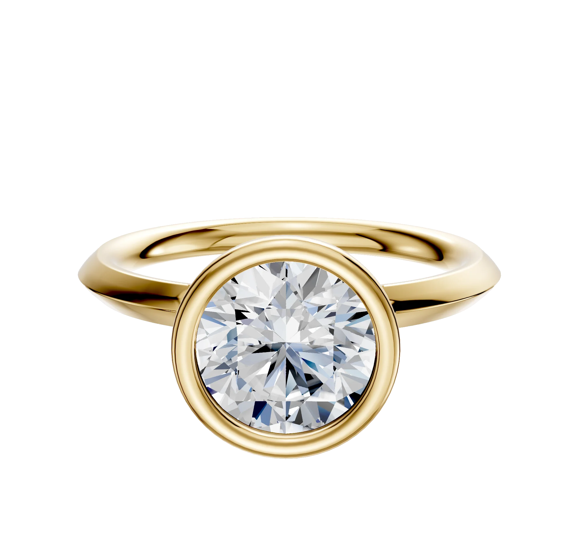 14K Yellow Gold Bezel Full Bezel North/South Classic Knife Edge 2.0mm Engagement Ring