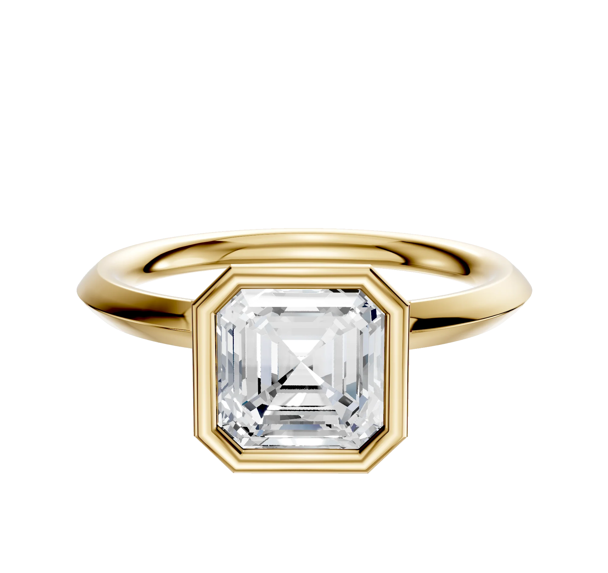 14K Yellow Gold Bezel Full Bezel North/South Classic Knife Edge 2.0mm Engagement Ring