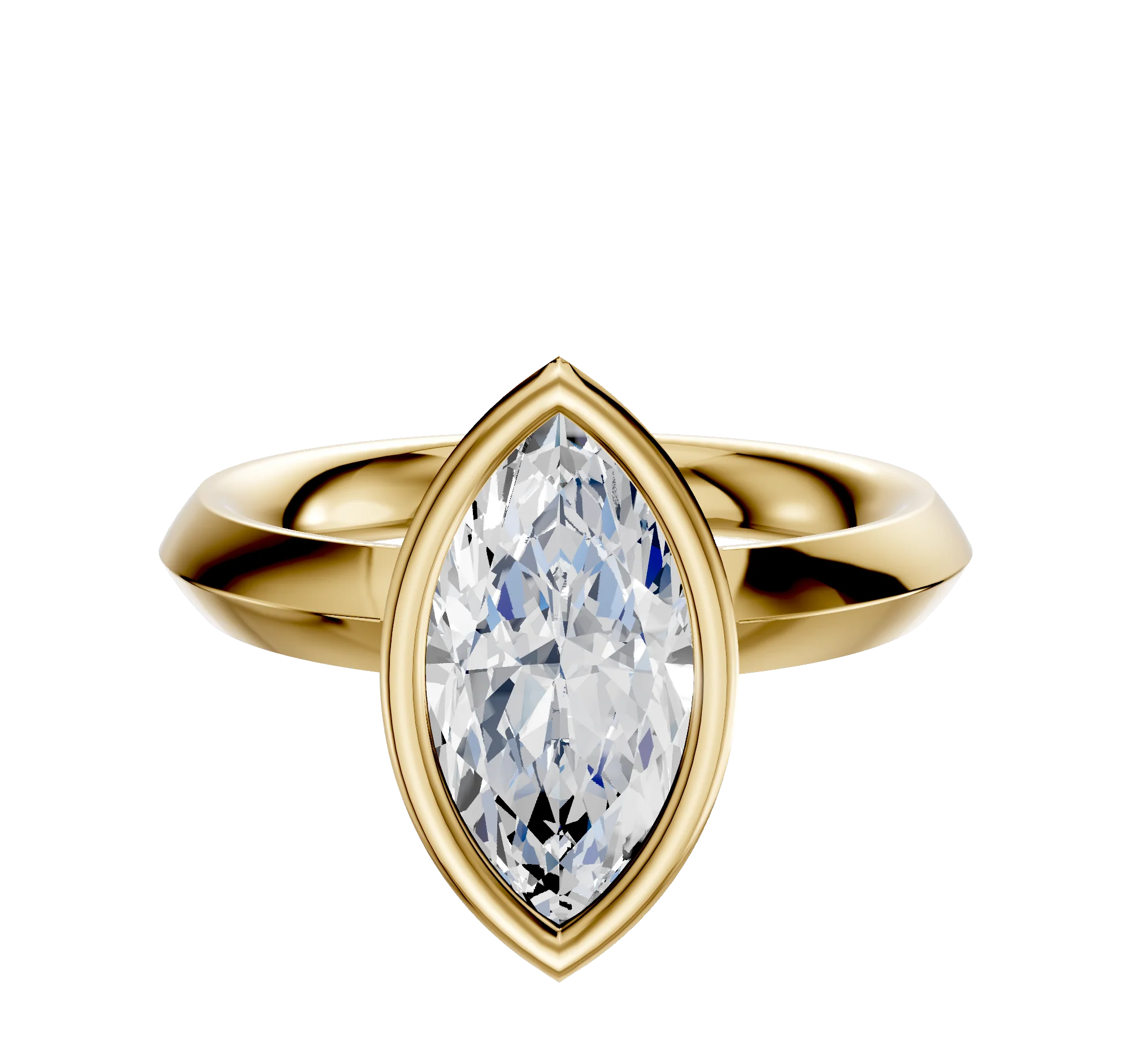 14K Yellow Gold Bezel Full Bezel North/South Classic Knife Edge 3.0mm Engagement Ring