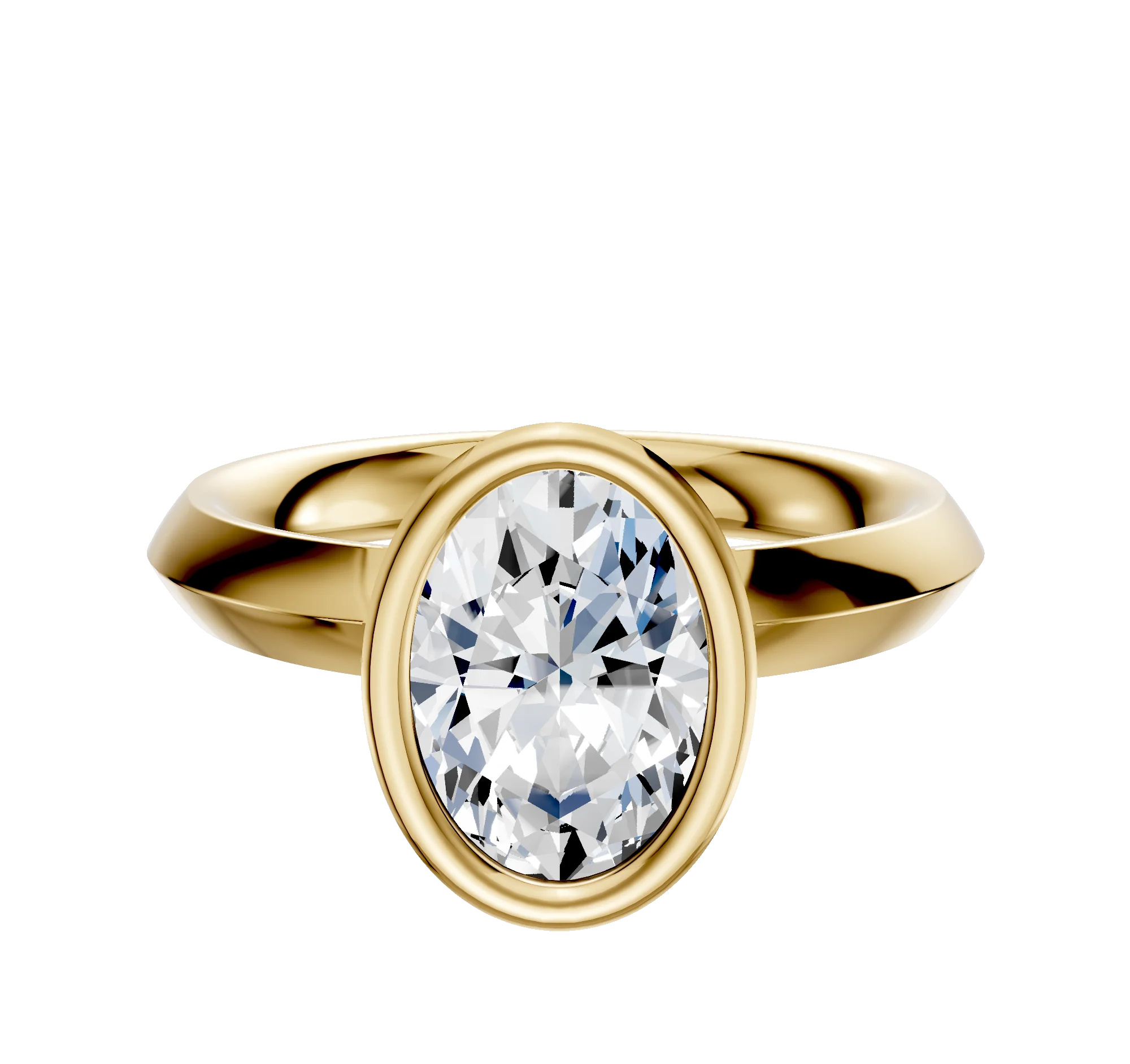 14K Yellow Gold Bezel Full Bezel North/South Classic Knife Edge 3.0mm Engagement Ring