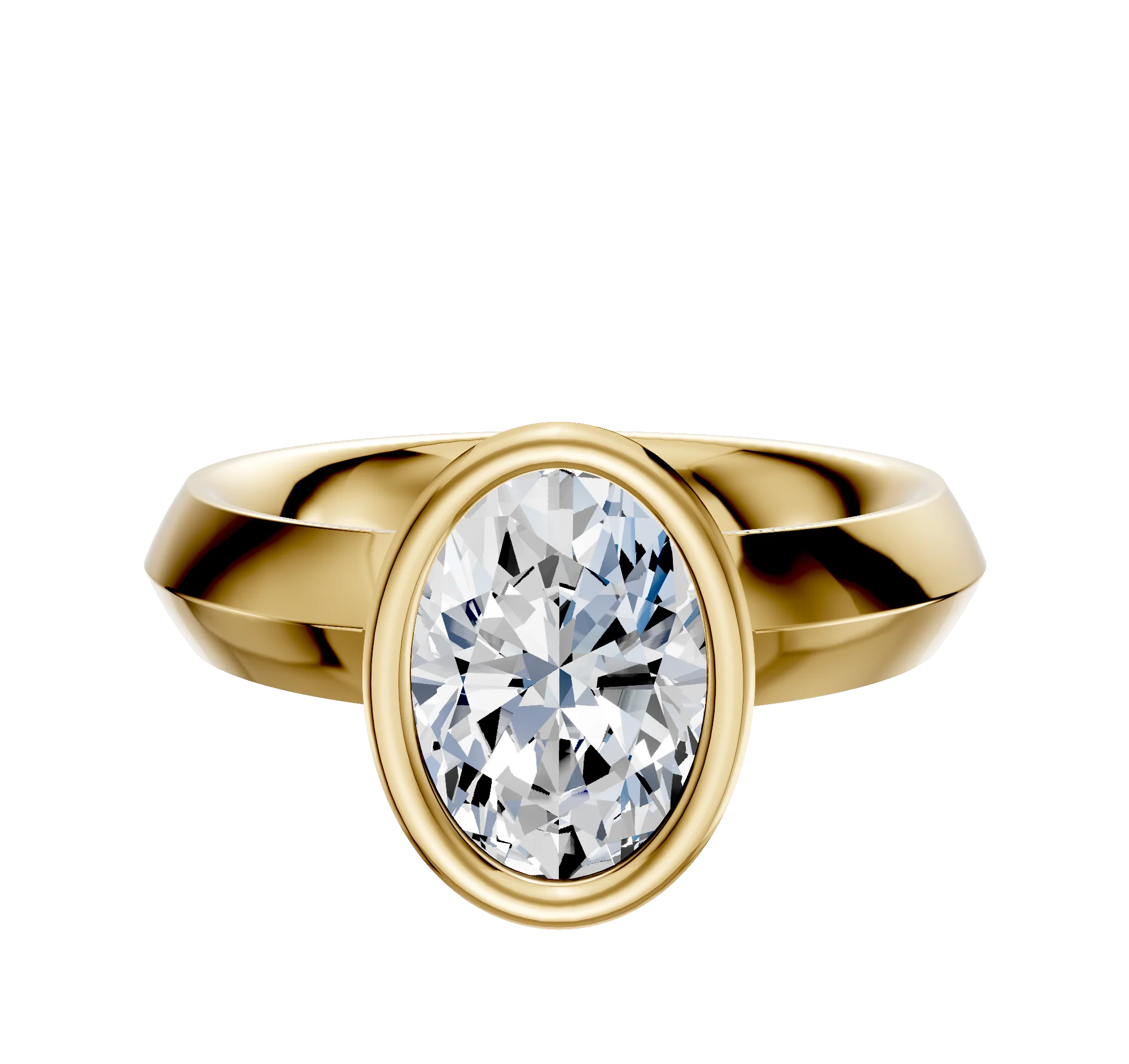 14K Yellow Gold Bezel Full Bezel North/South Classic Knife Edge 4.0mm Engagement Ring