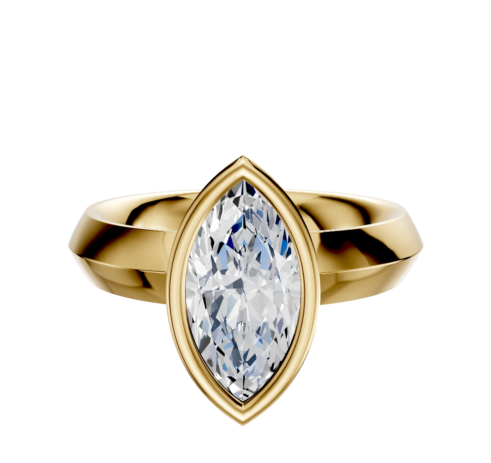14K Yellow Gold Bezel Full Bezel North/South Classic Knife Edge 4.0mm Engagement Ring