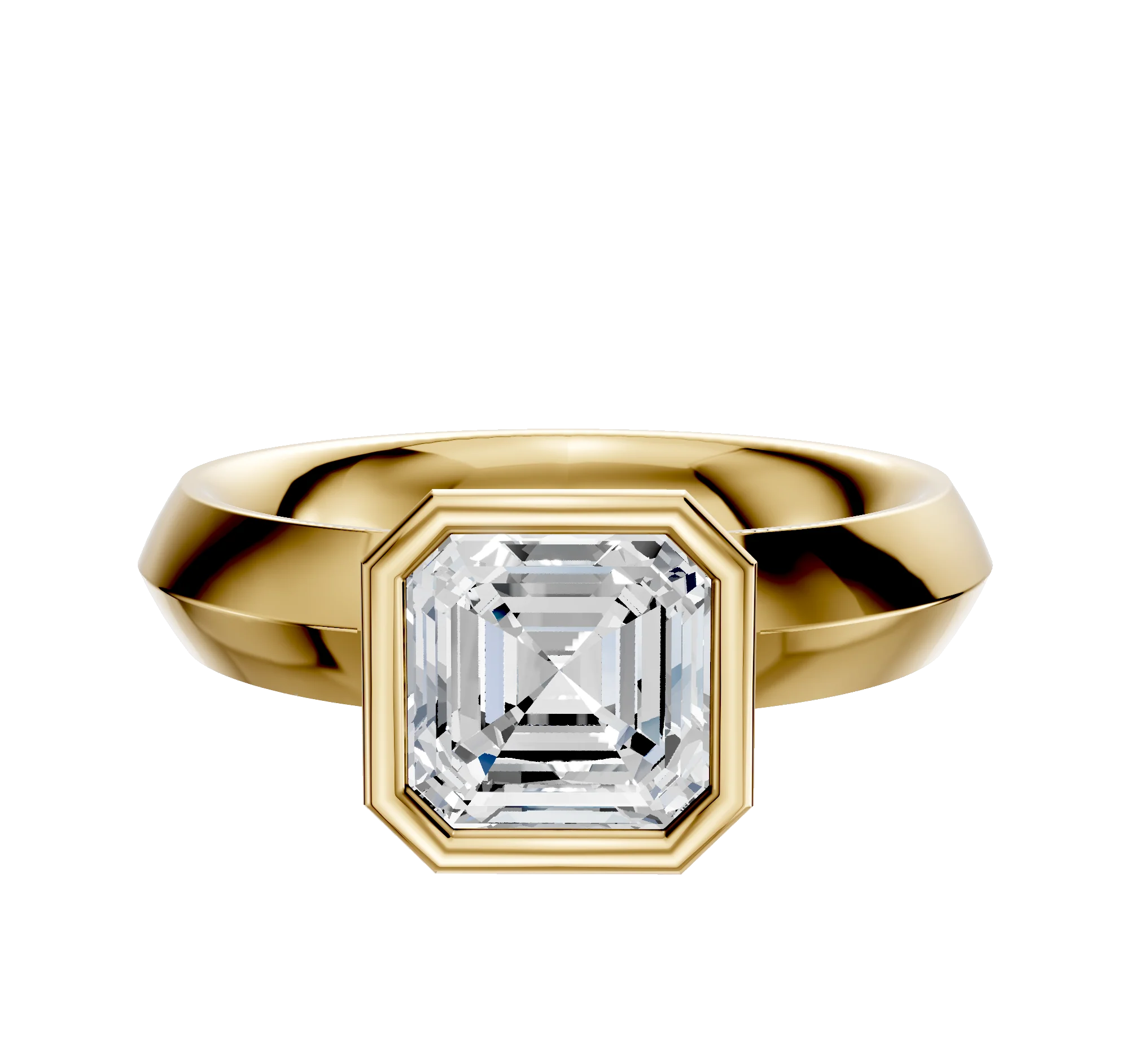 14K Yellow Gold Bezel Full Bezel North/South Classic Knife Edge 4.0mm Engagement Ring