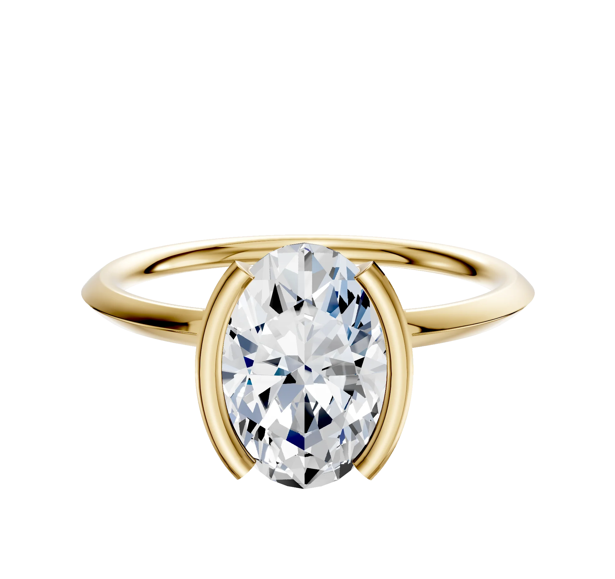 14K Yellow Gold Bezel Half Bezel North/South Classic Knife Edge 1.5mm Engagement Ring