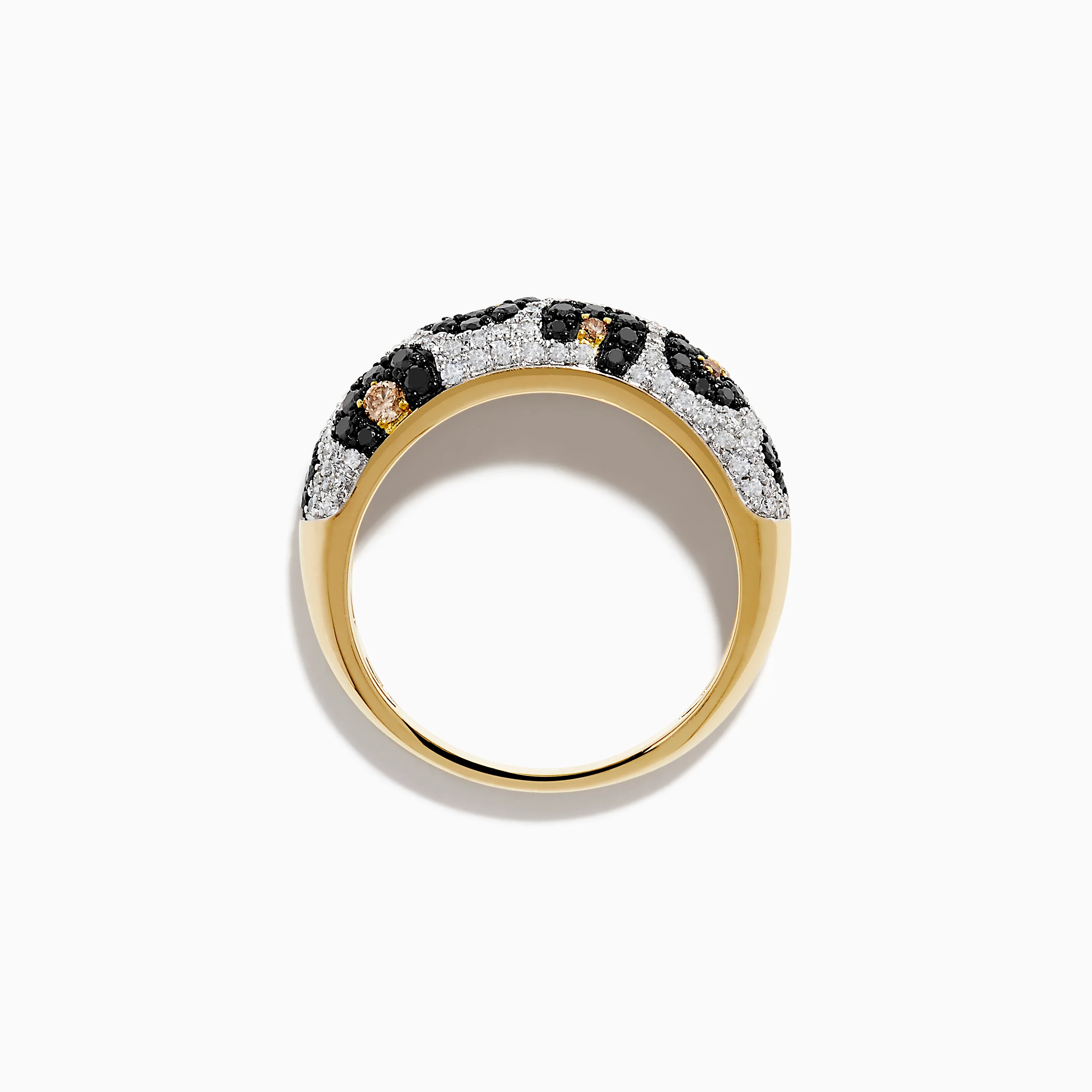 14K Yellow Gold Black, White and Brown Diamond Leopard Print Ring - Image 3