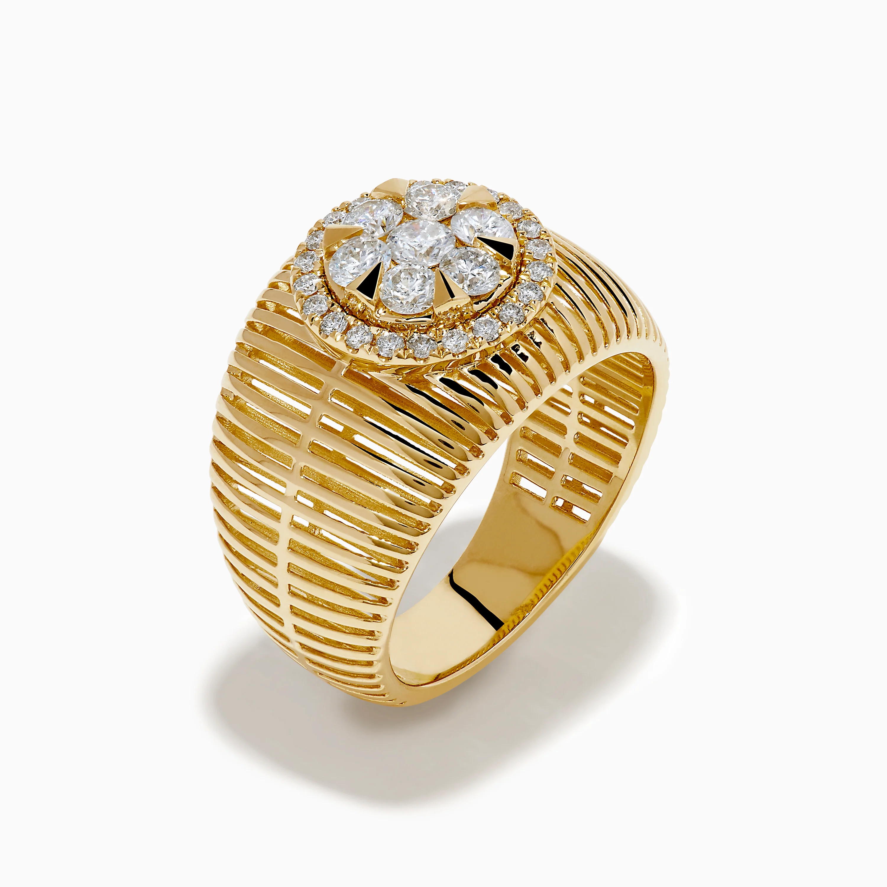 14K Yellow Gold Bouquet Diamond Dome Ring - Image 4