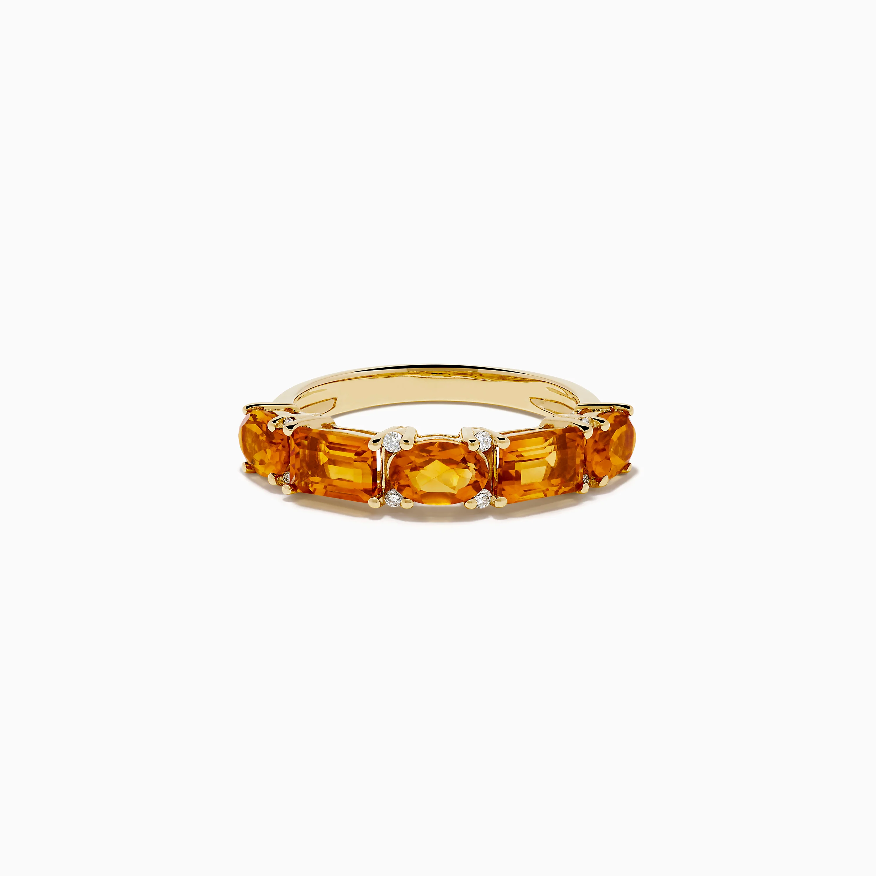 14K Yellow Gold Citrine and Diamond Band