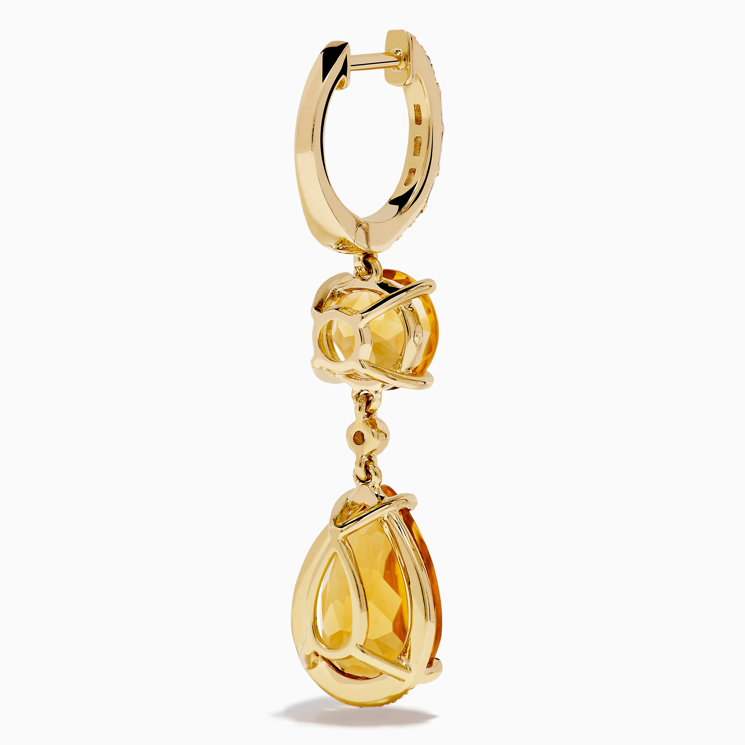 14K Yellow Gold Citrine and Diamond Dangle Earrings - Image 4
