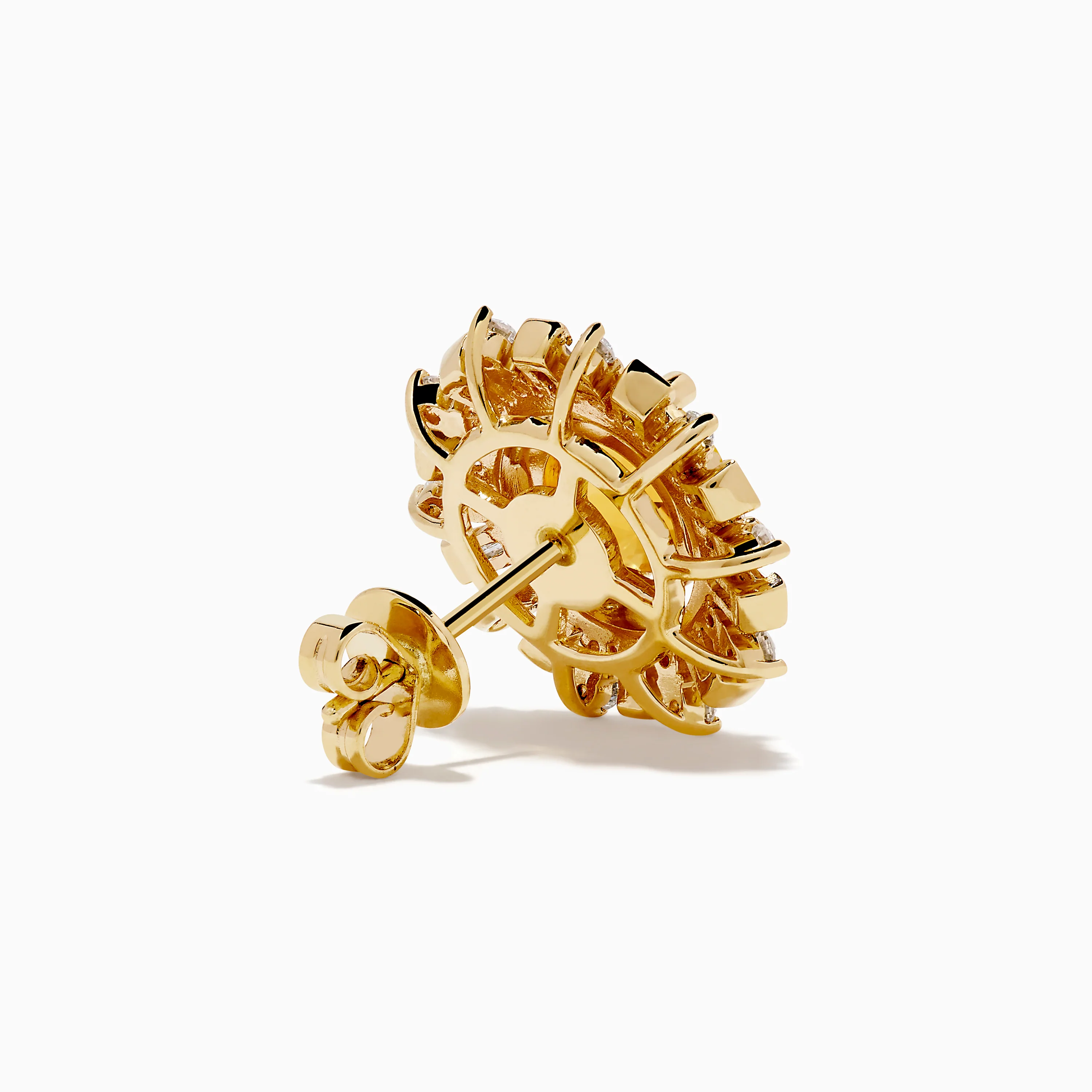 14K Yellow Gold Citrine and Diamond Sunburst Stud Earrings - Image 4