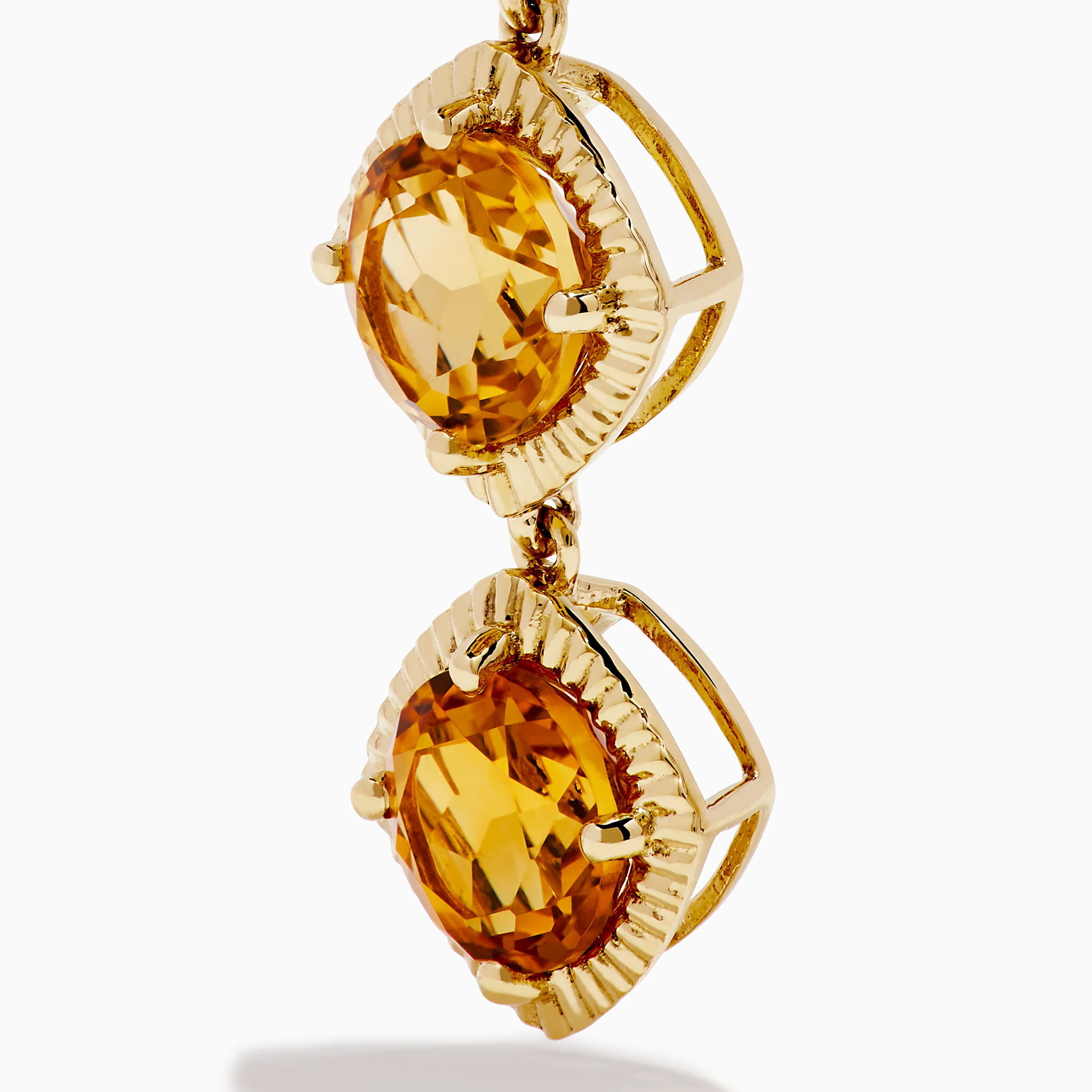 14K Yellow Gold Citrine Linear Drop Earrings - Image 2