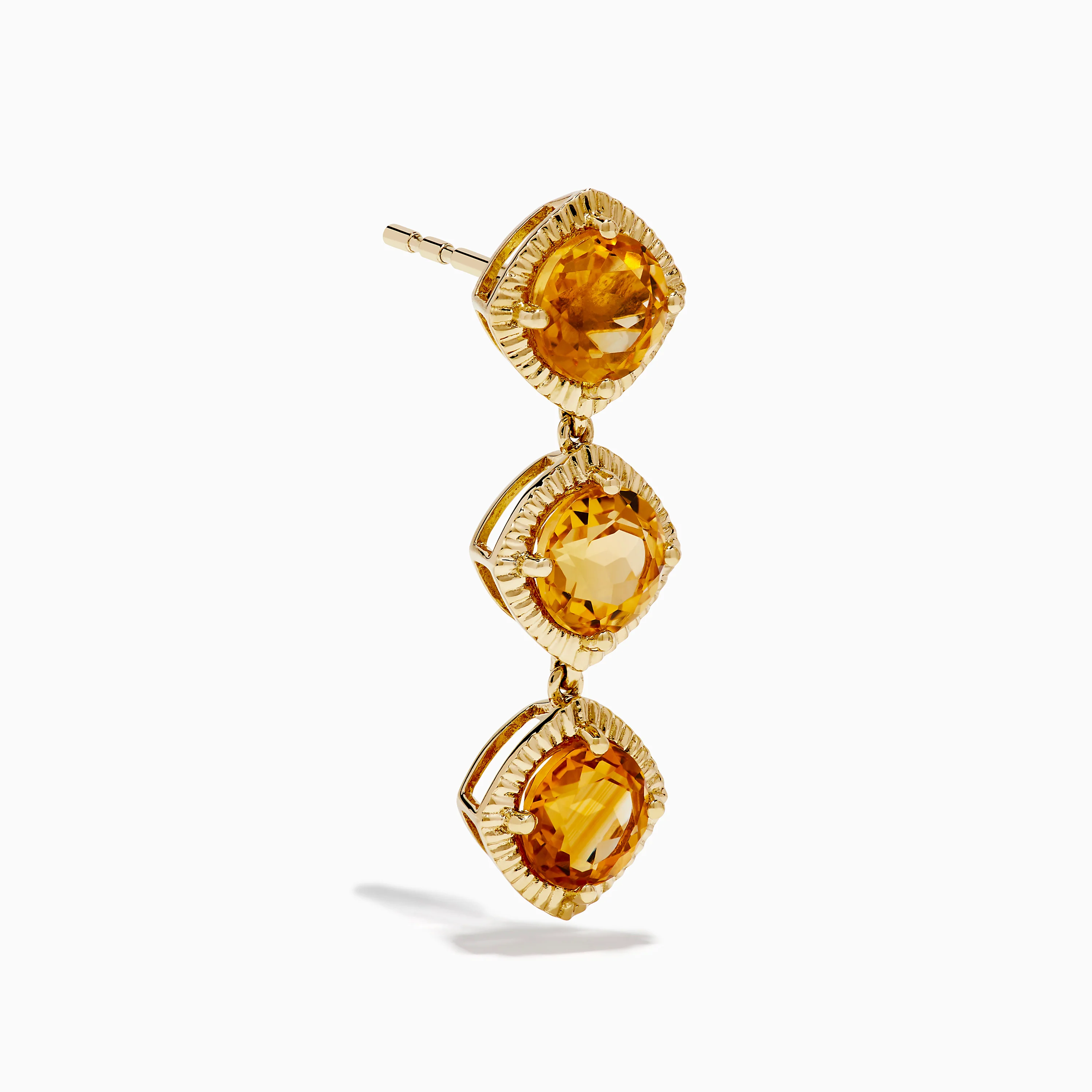 14K Yellow Gold Citrine Linear Drop Earrings - Image 3