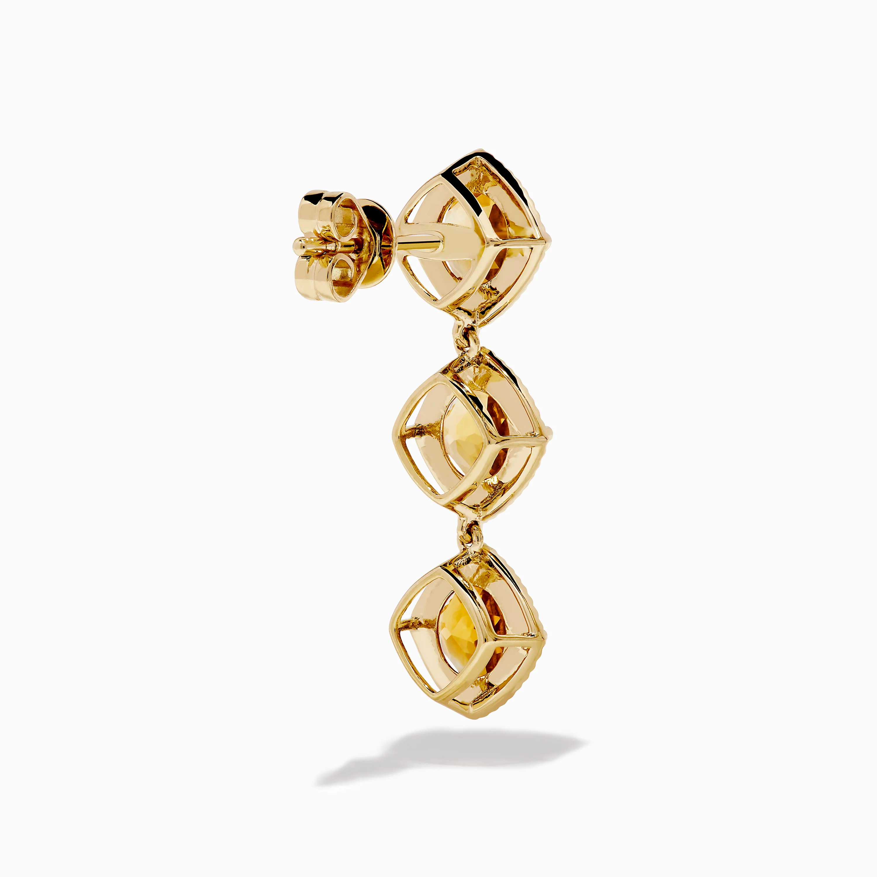 14K Yellow Gold Citrine Linear Drop Earrings - Image 4
