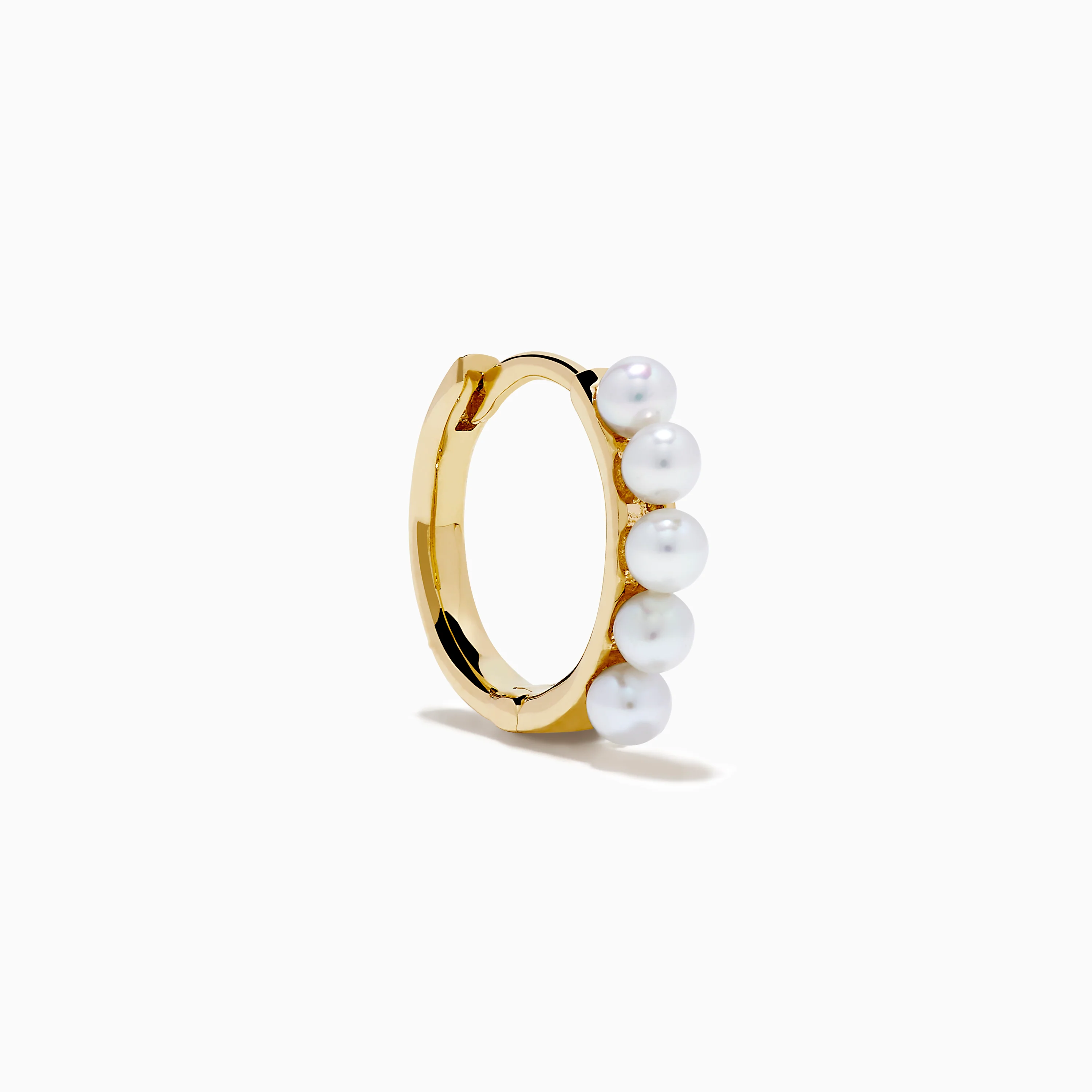 14K Yellow Gold Cultured Fresh Water Pearl Huggie Earrings - Image 3