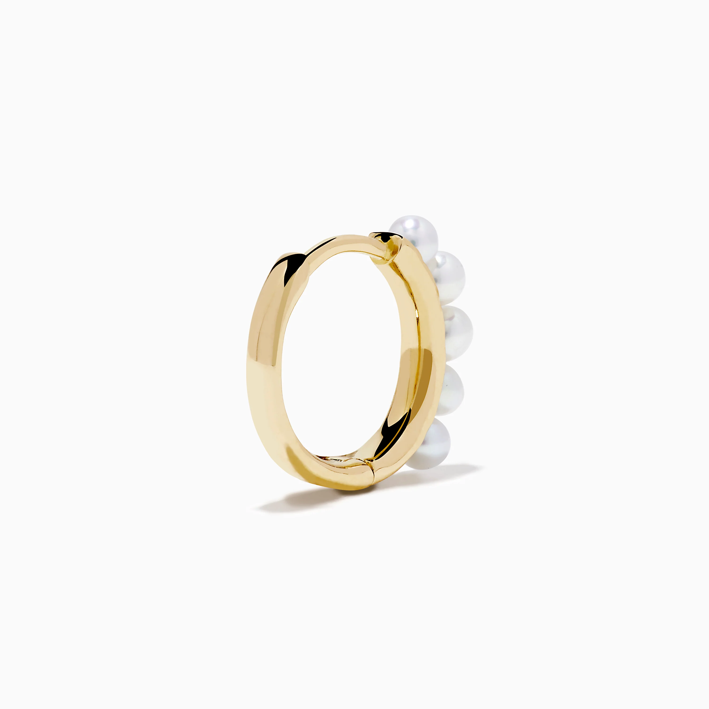 14K Yellow Gold Cultured Fresh Water Pearl Huggie Earrings - Image 4