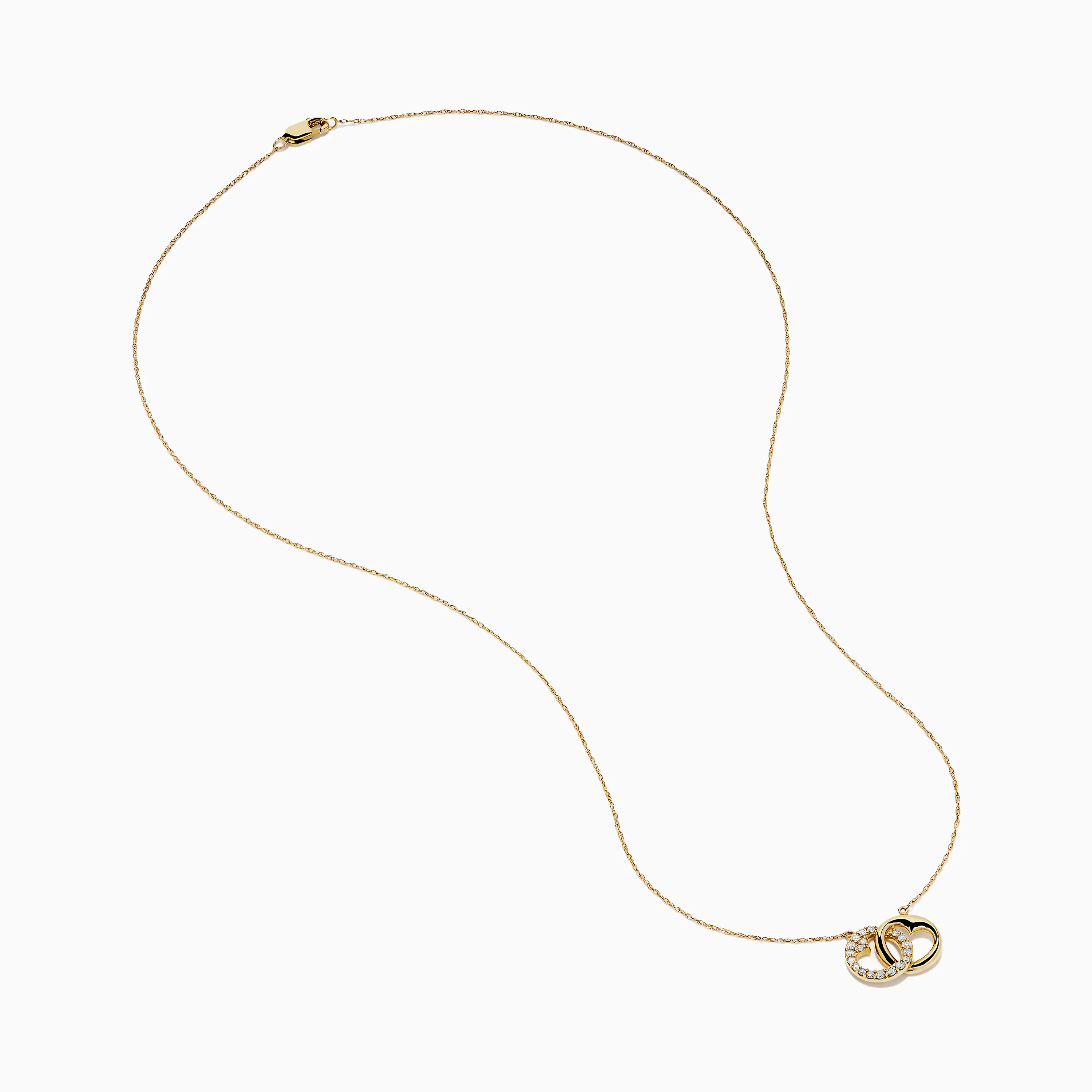 14K Yellow Gold Diamond Accented Interlocking Hearts Necklace - Image 2