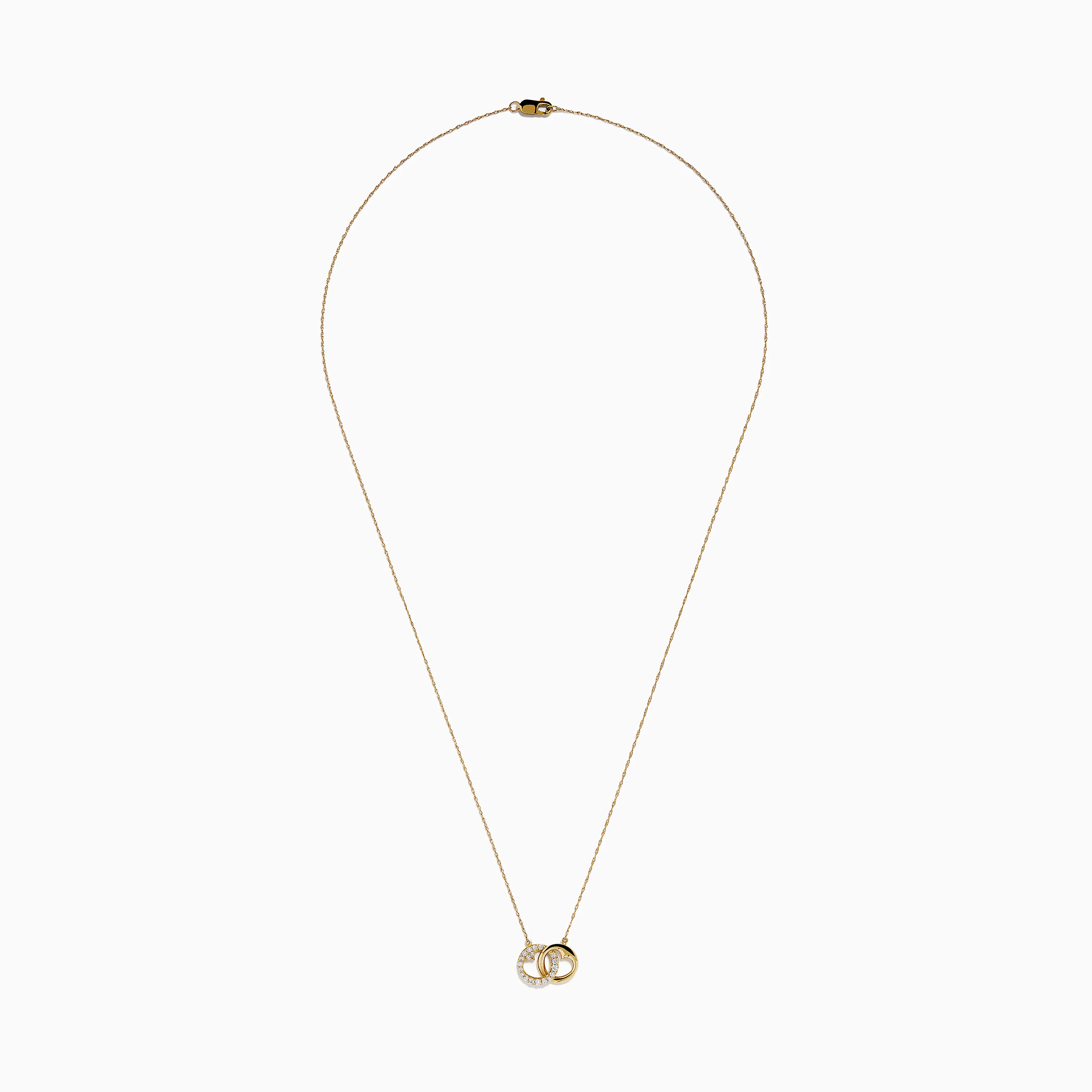 14K Yellow Gold Diamond Accented Interlocking Hearts Necklace - Image 3