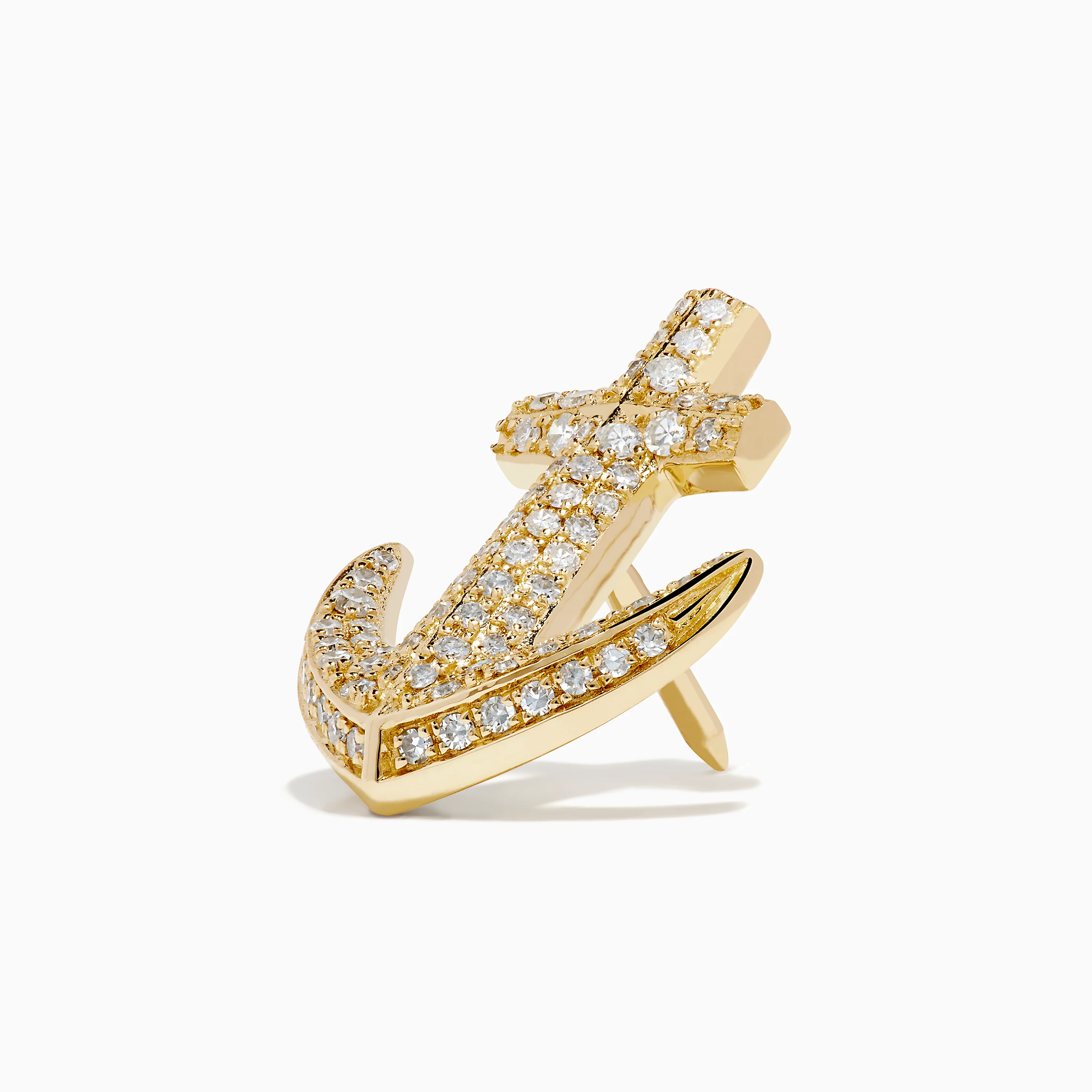 14K Yellow Gold Diamond Anchor Lapel Pin - Image 2