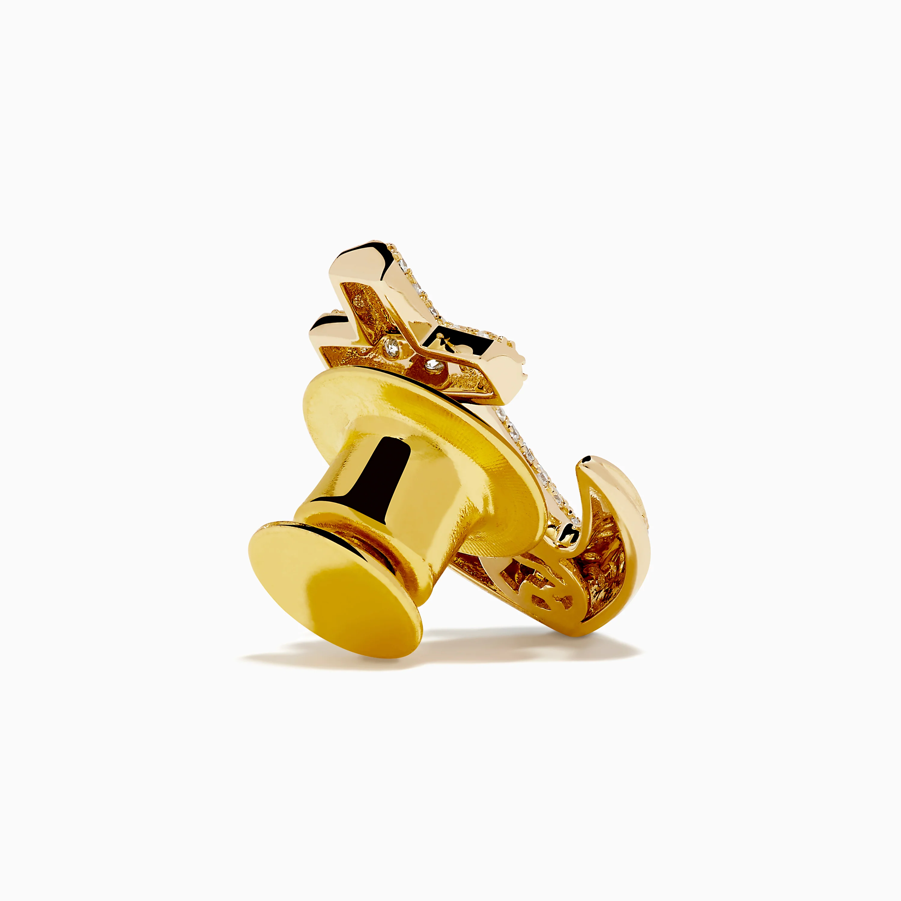 14K Yellow Gold Diamond Anchor Lapel Pin - Image 3