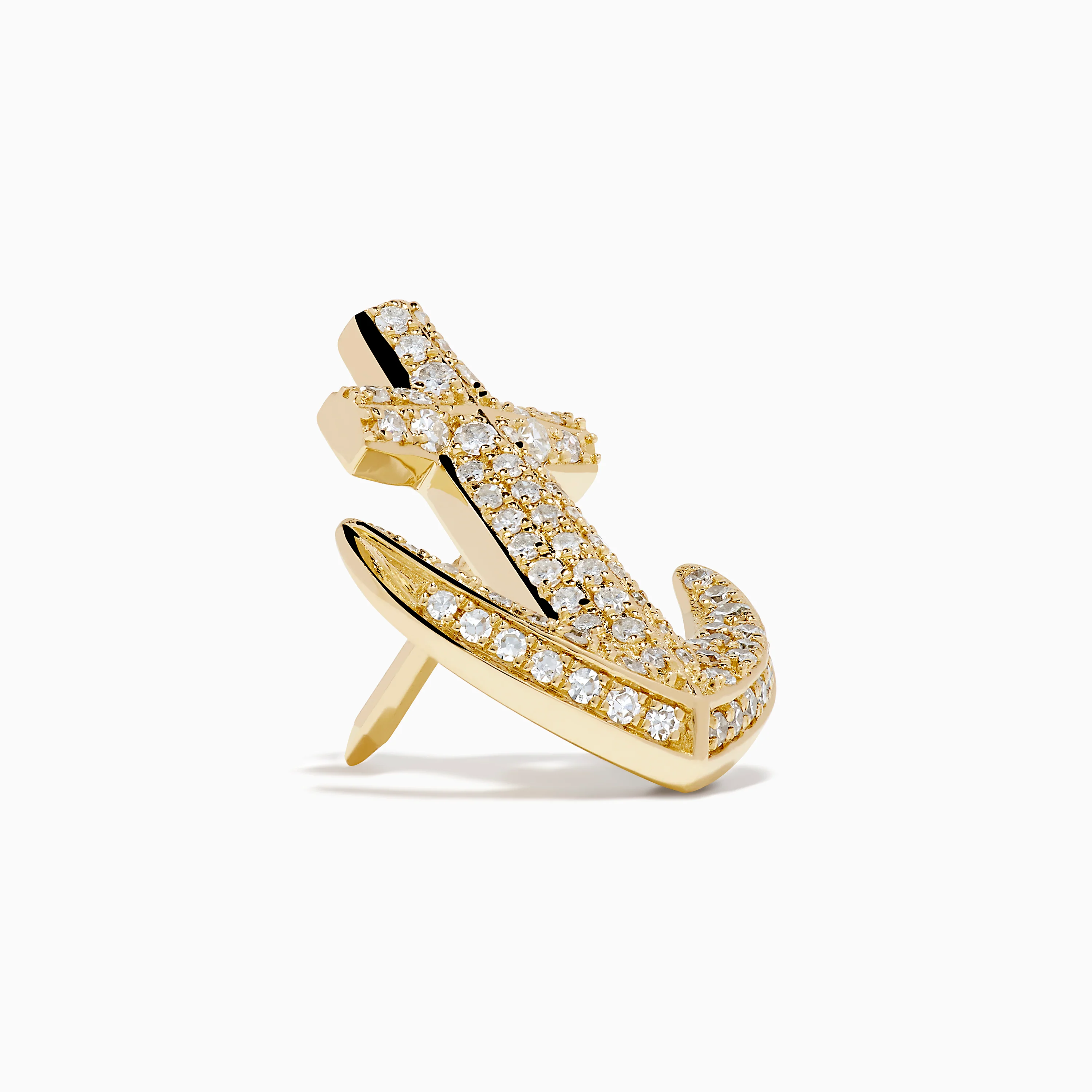 14K Yellow Gold Diamond Anchor Lapel Pin - Image 4