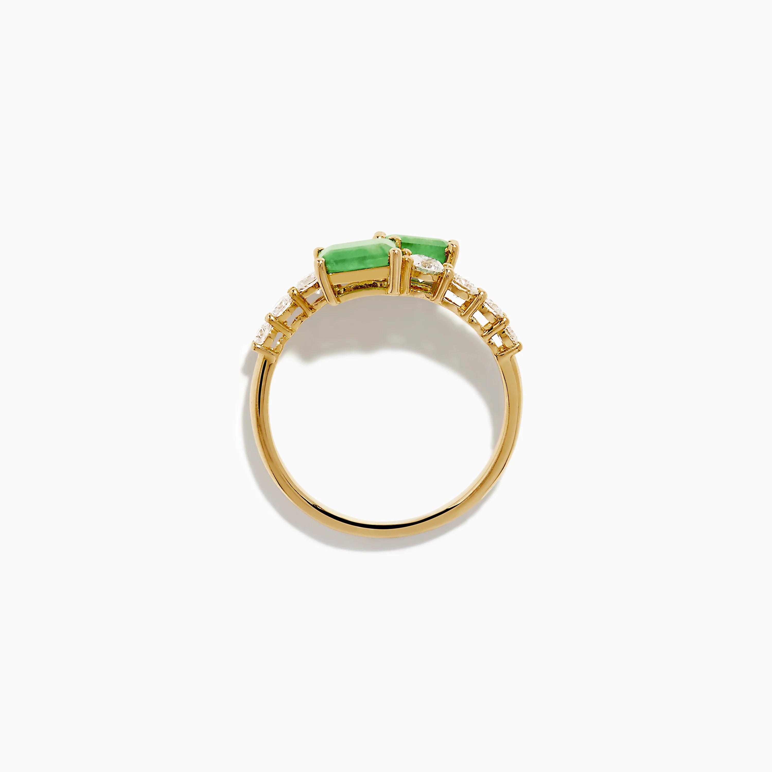 14K Yellow Gold Diamond and Emerald Bypass Ring - Image 3