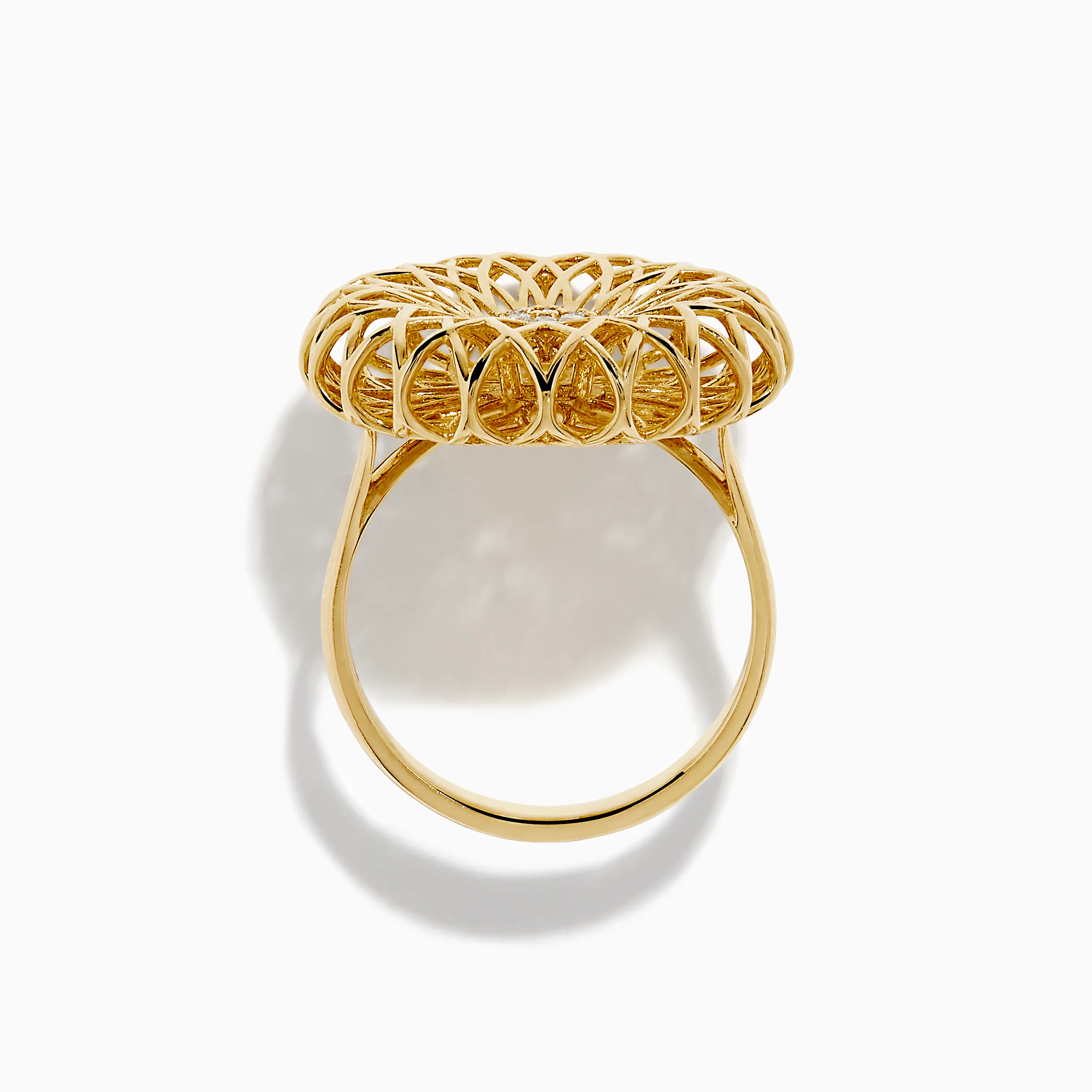 14K Yellow Gold Diamond Filigree Sunburst Statement Ring - Image 3