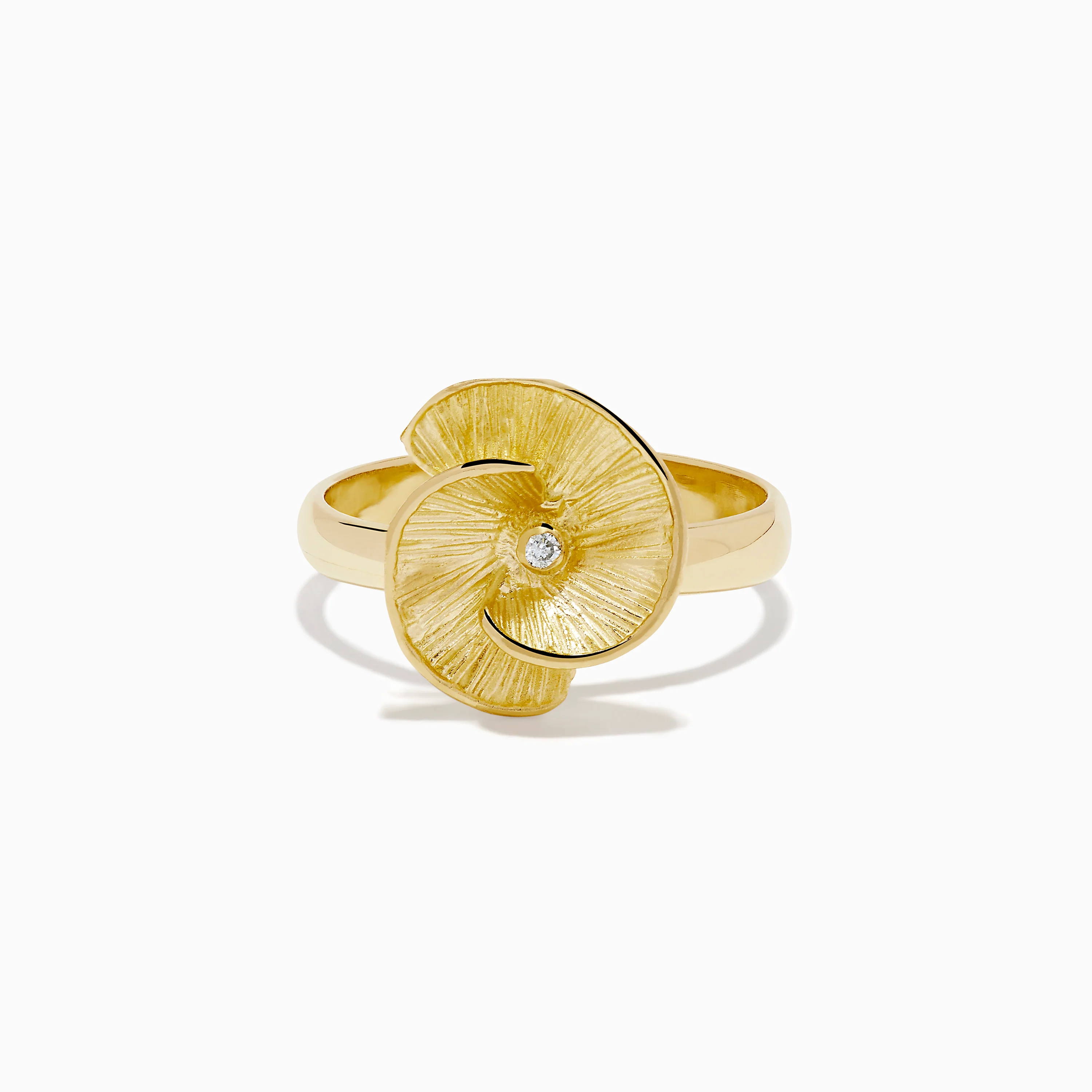 14K Yellow Gold Diamond Flower Ring