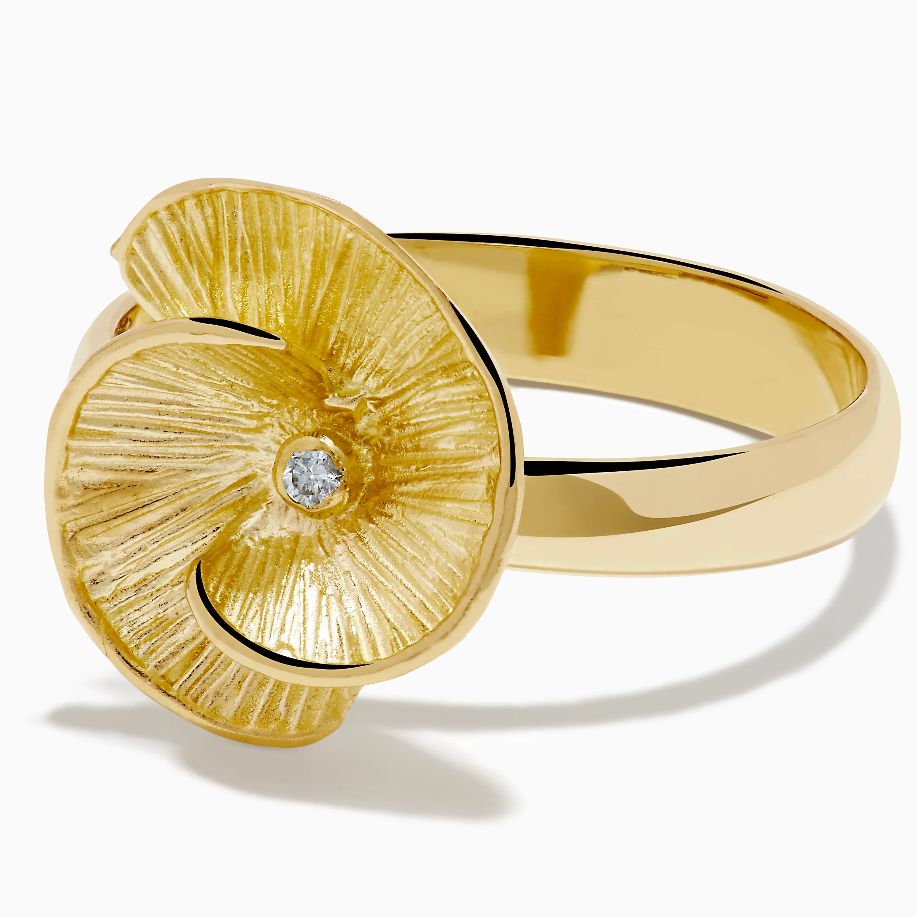 14K Yellow Gold Diamond Flower Ring - Image 2