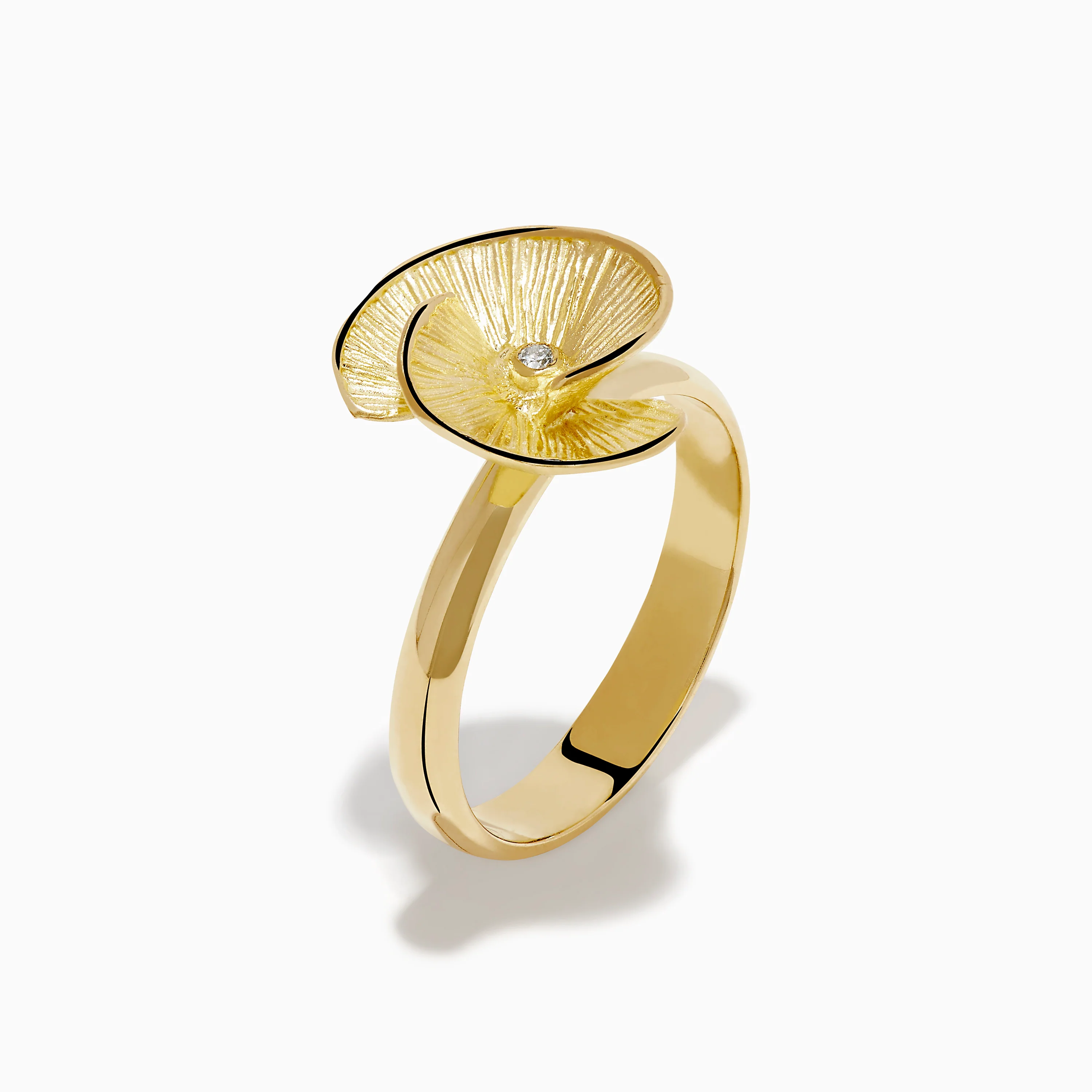 14K Yellow Gold Diamond Flower Ring - Image 4