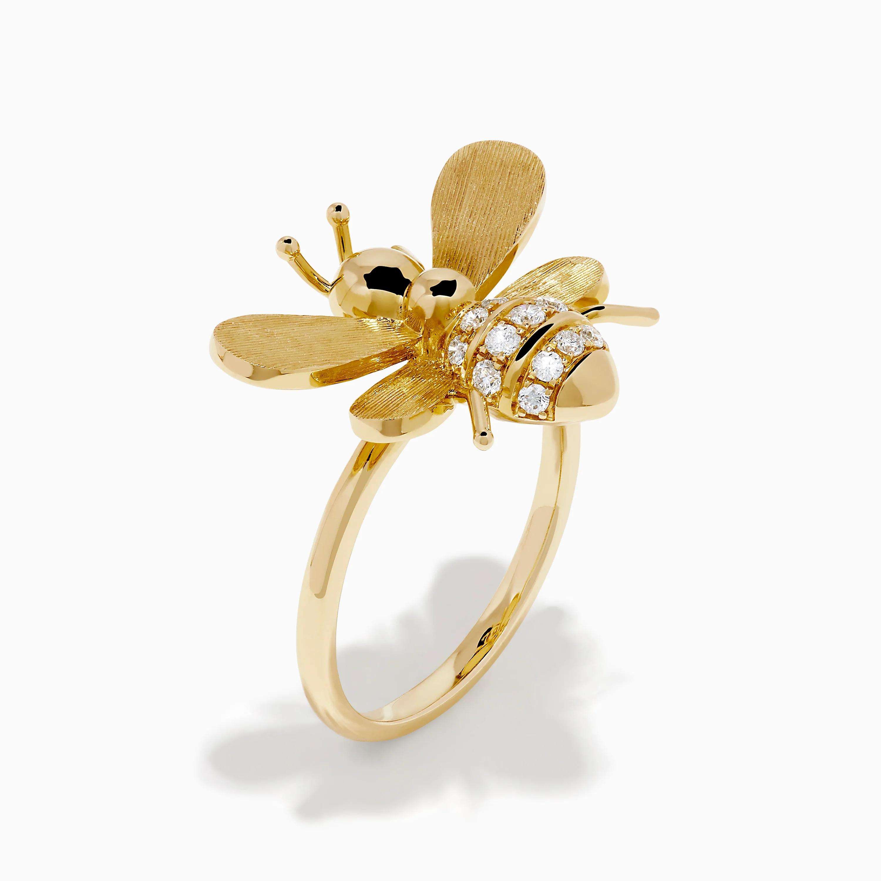 14K Yellow Gold Diamond Honeybee Ring - Image 4