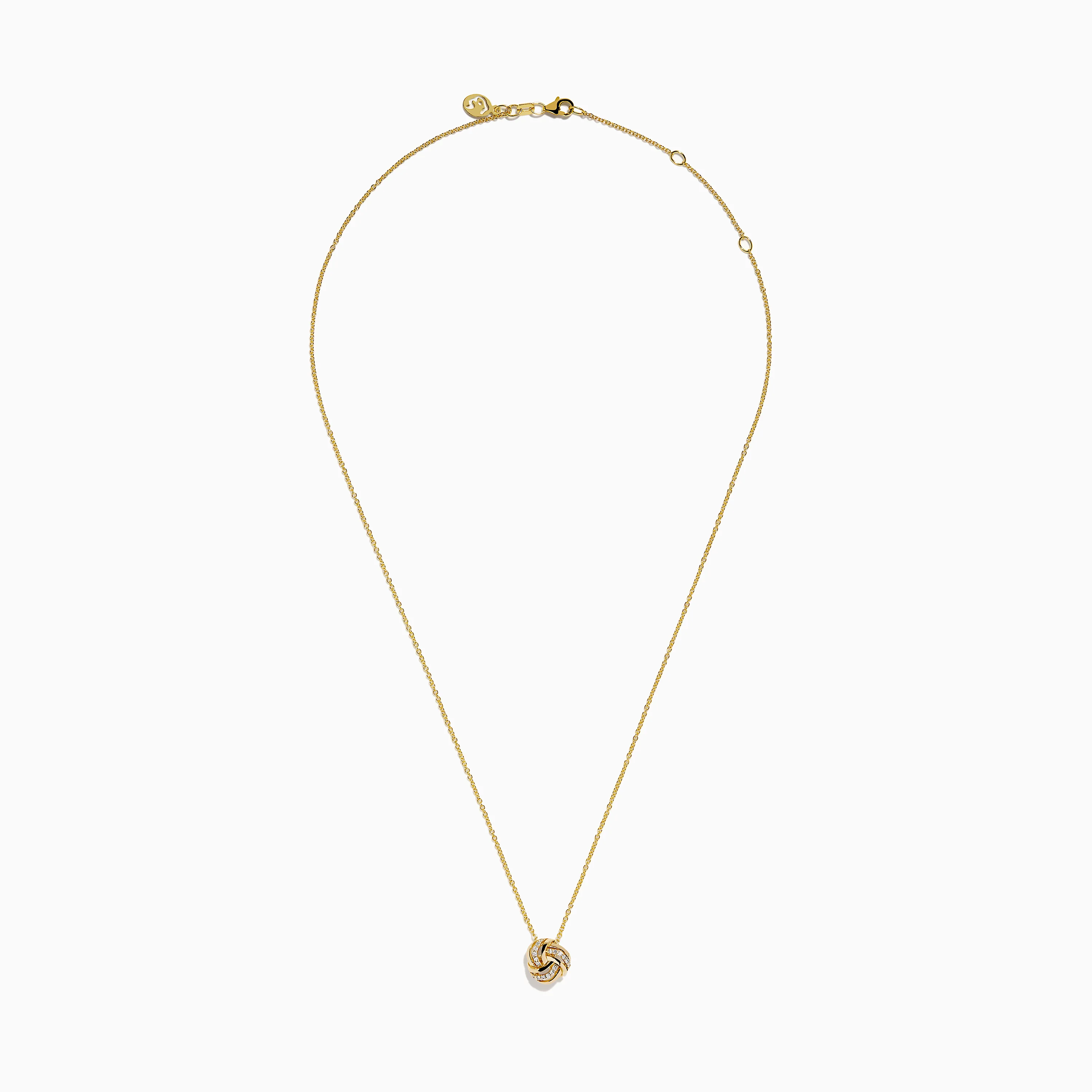 14K Yellow Gold Diamond Love Knot Pendant - Image 3