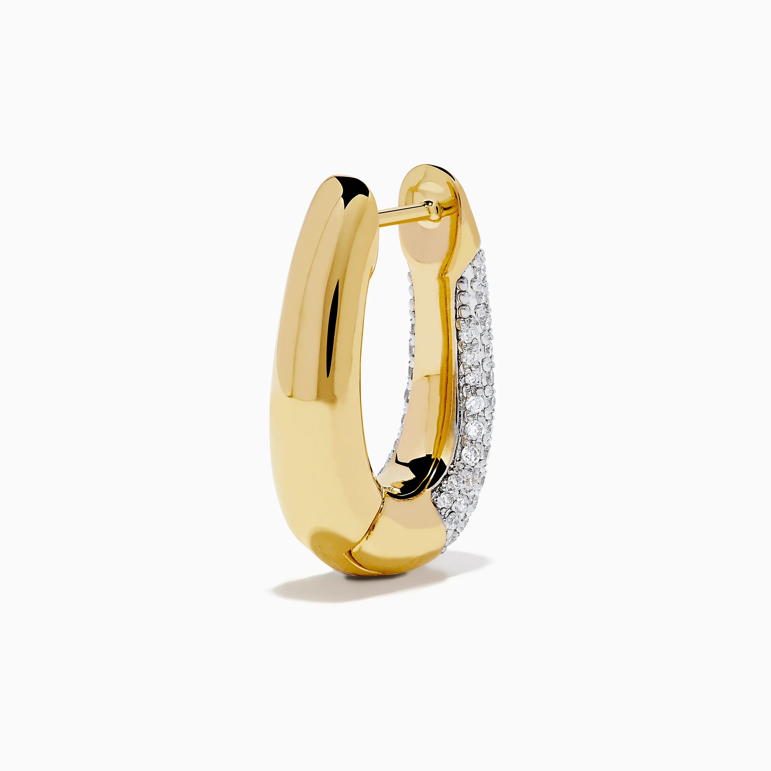 14K Yellow Gold Diamond Pave Huggie Hoop Earrings - Image 4