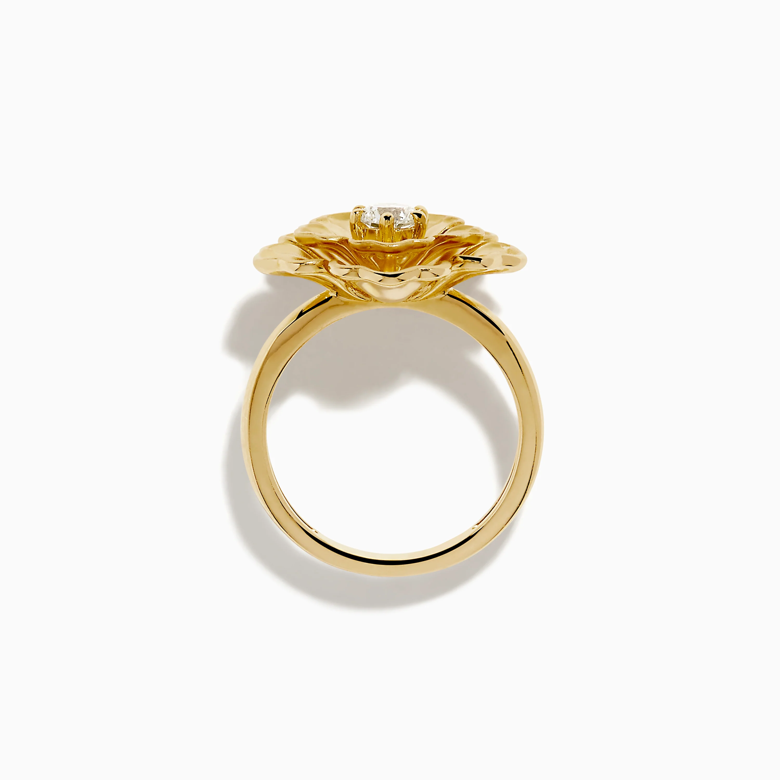 14K Yellow Gold Diamond Sculpted Flower Ring - Image 3
