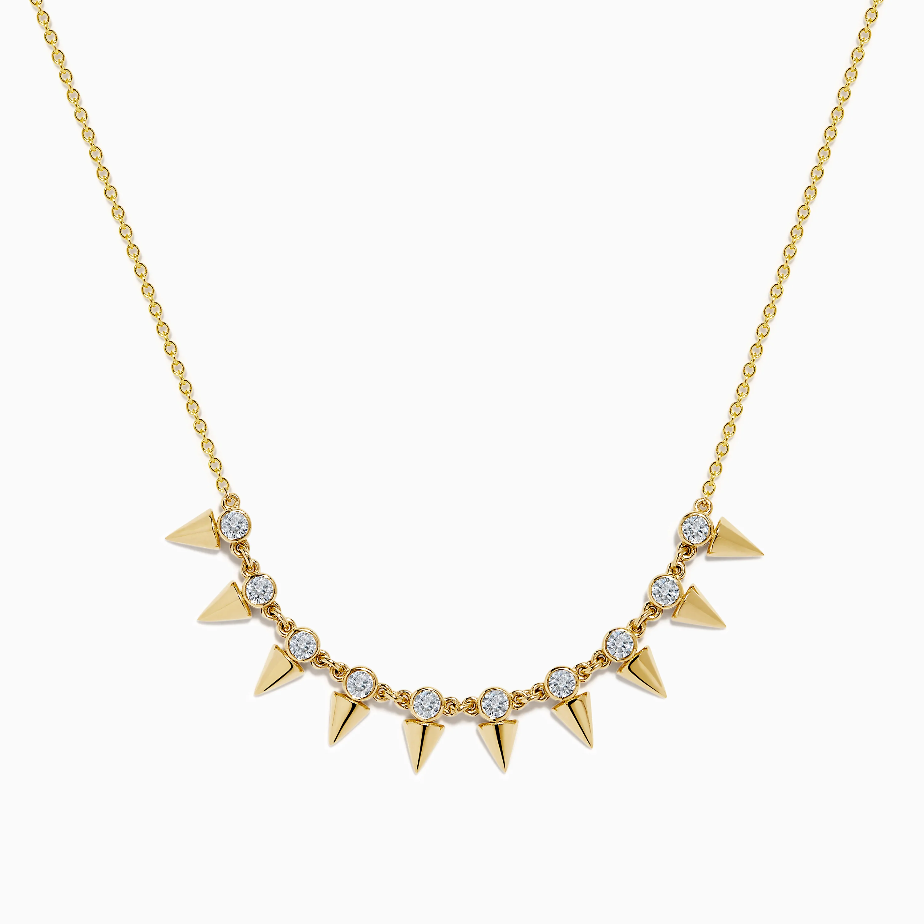 14K Yellow Gold Diamond Spike Collarbone Necklace