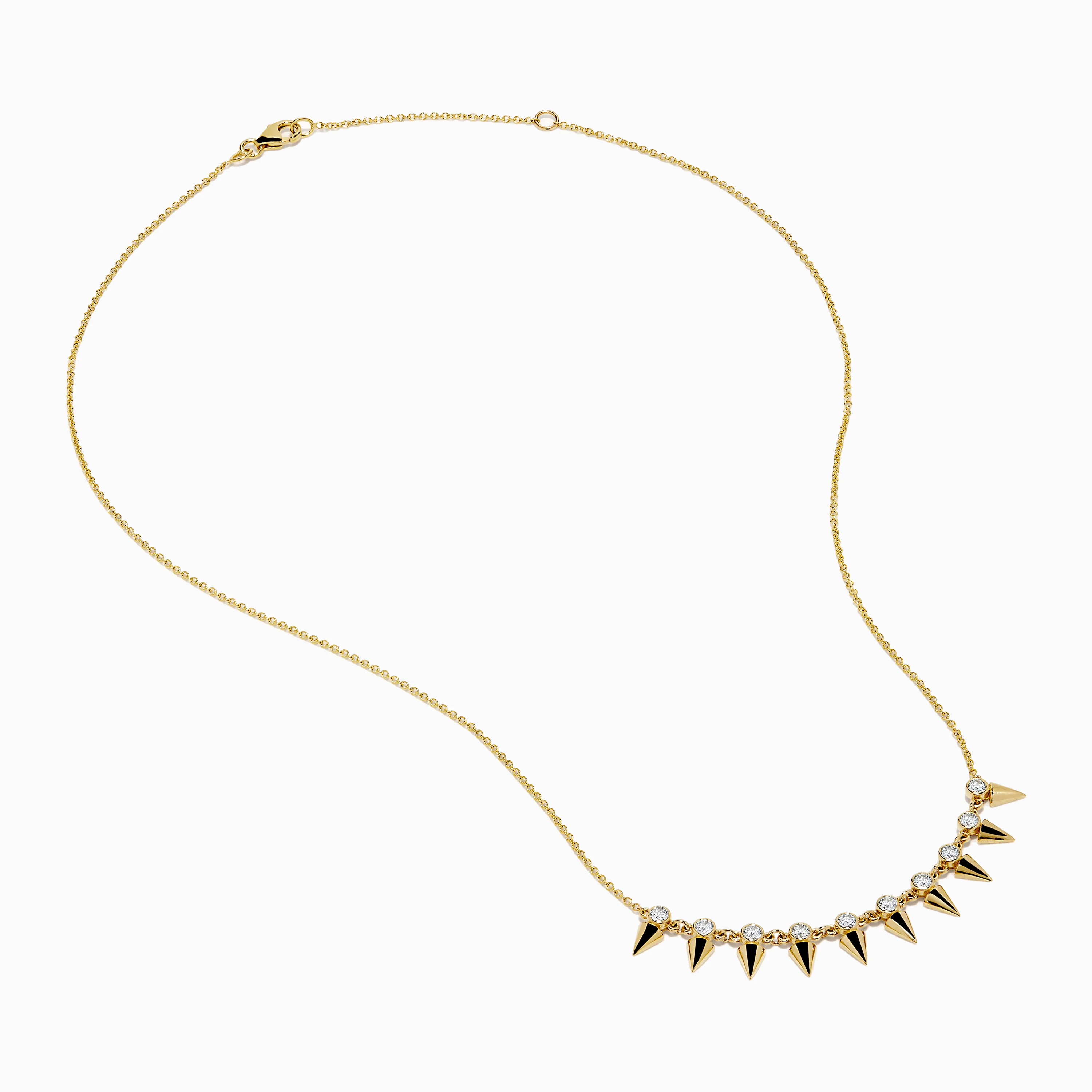 14K Yellow Gold Diamond Spike Collarbone Necklace - Image 2