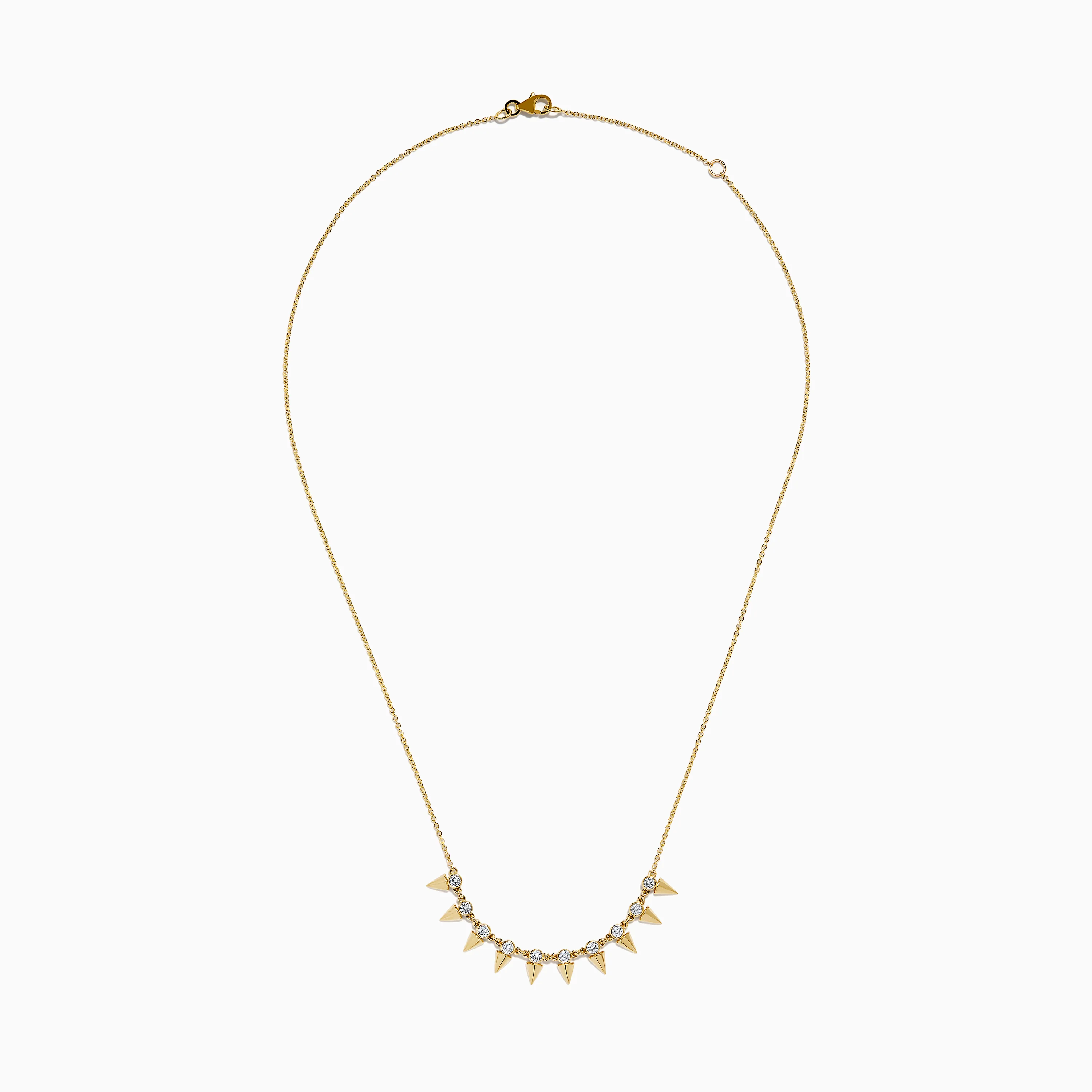 14K Yellow Gold Diamond Spike Collarbone Necklace - Image 3