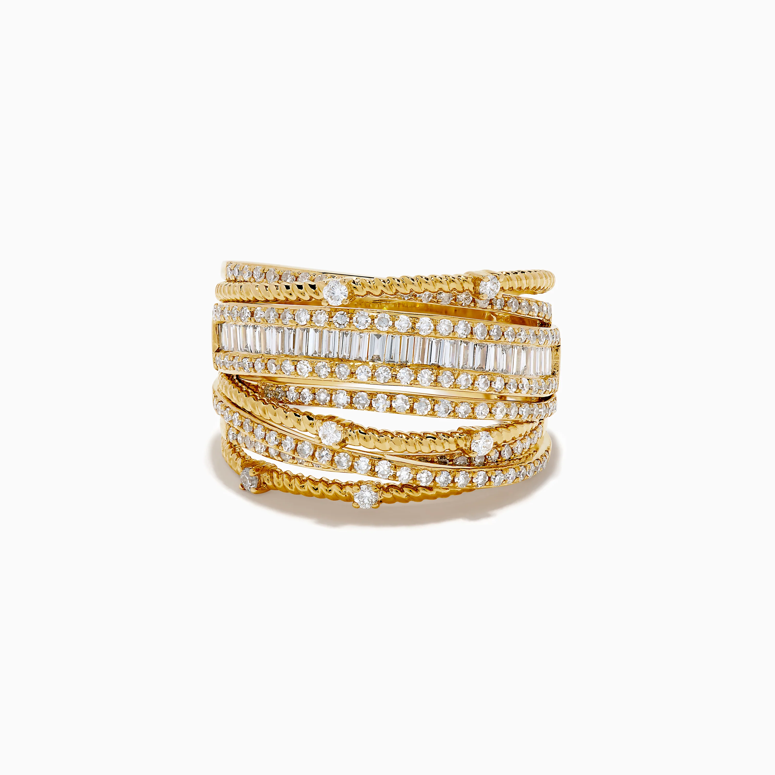 14K Yellow Gold Diamond Statement Crossover Ring