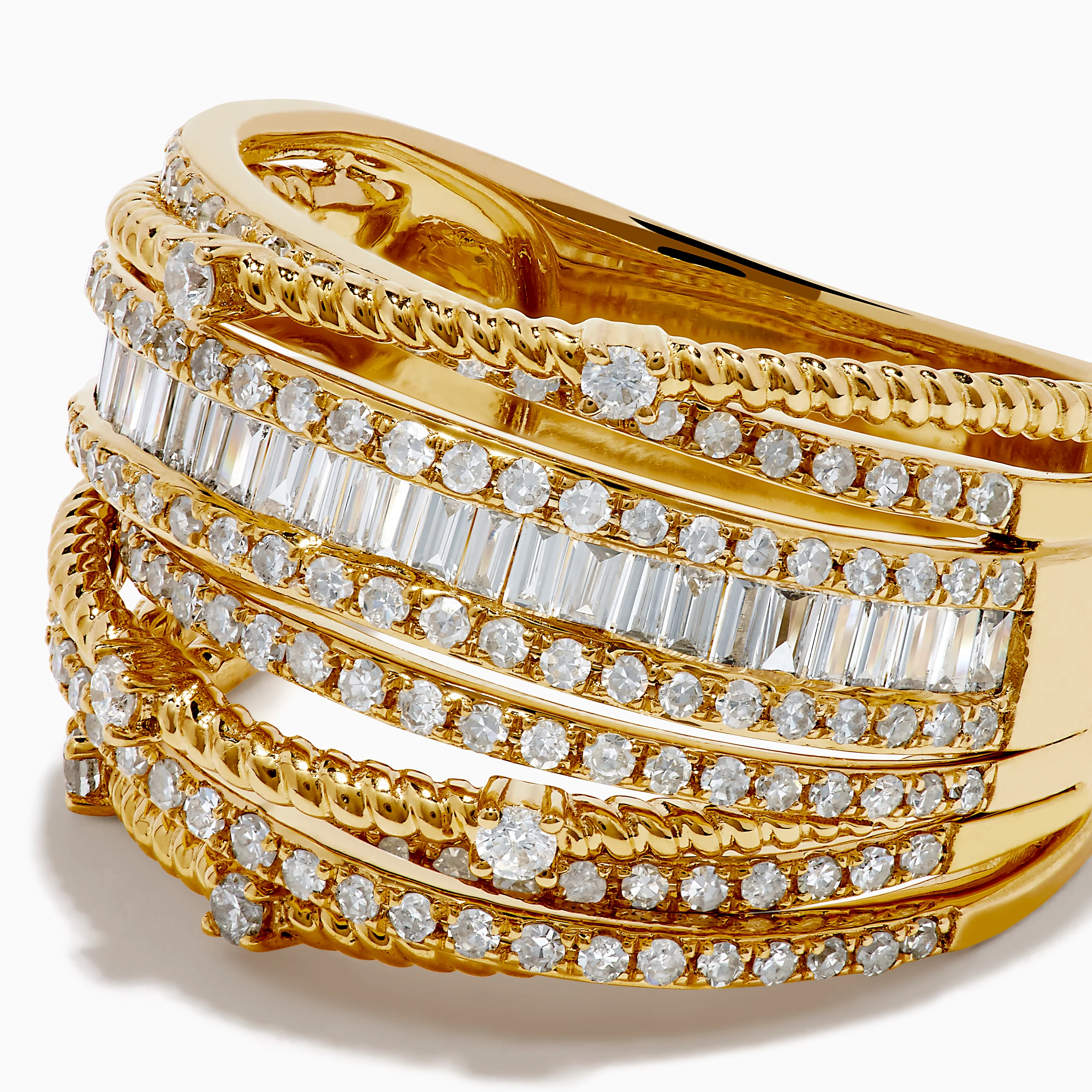 14K Yellow Gold Diamond Statement Crossover Ring - Image 2